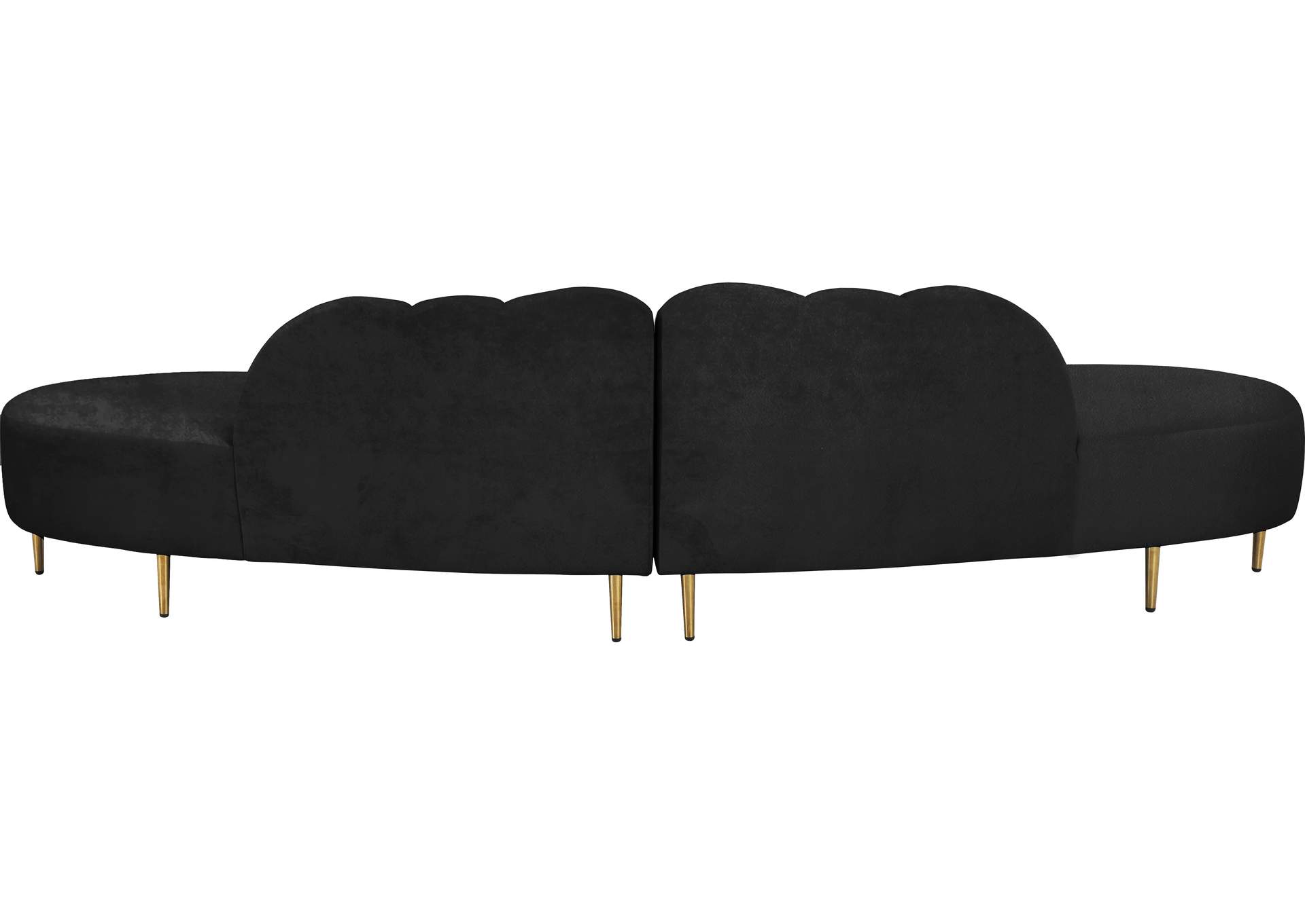 Divine Black Velvet 2 Piece Sectional