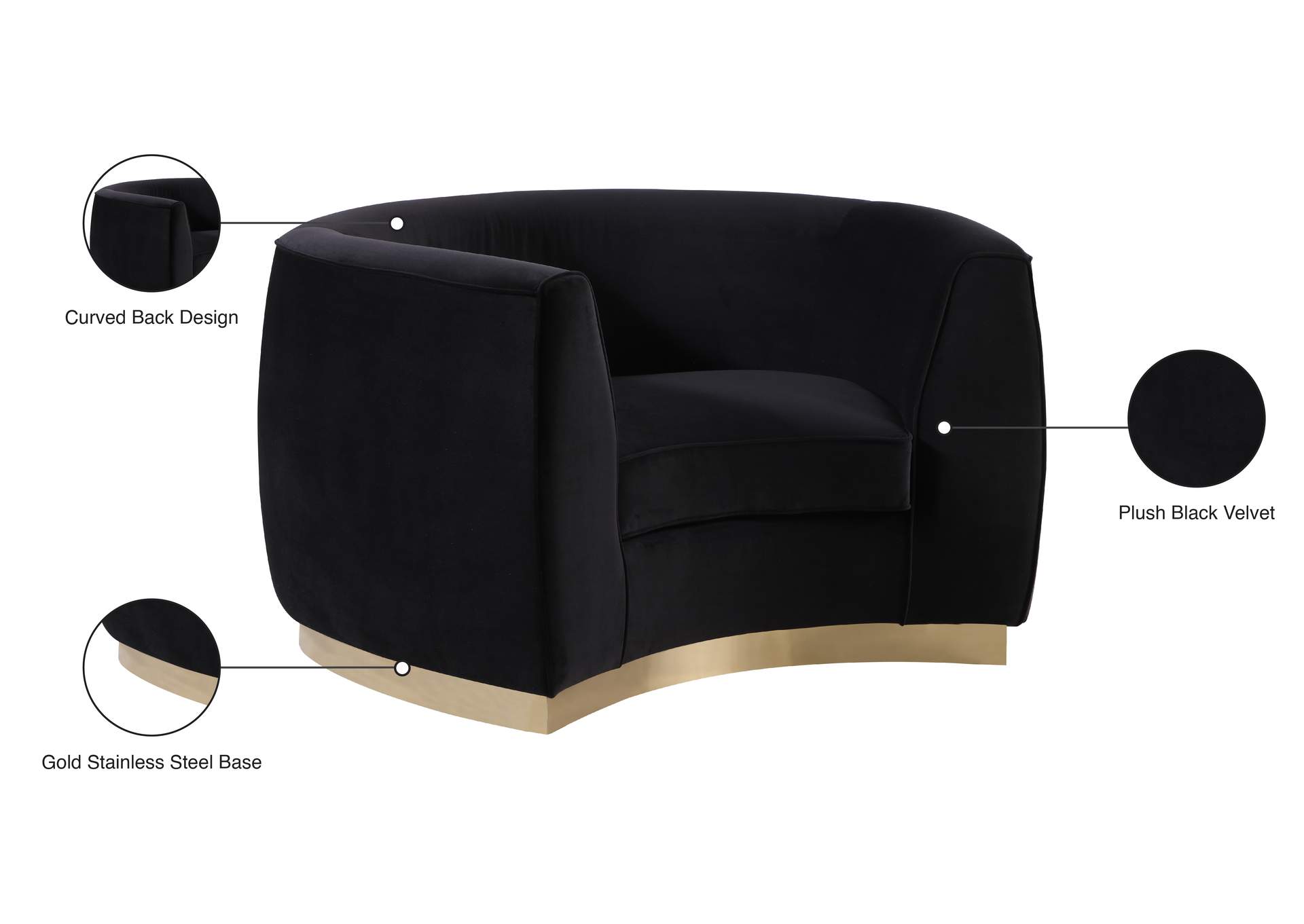 Julian Black Velvet Chair