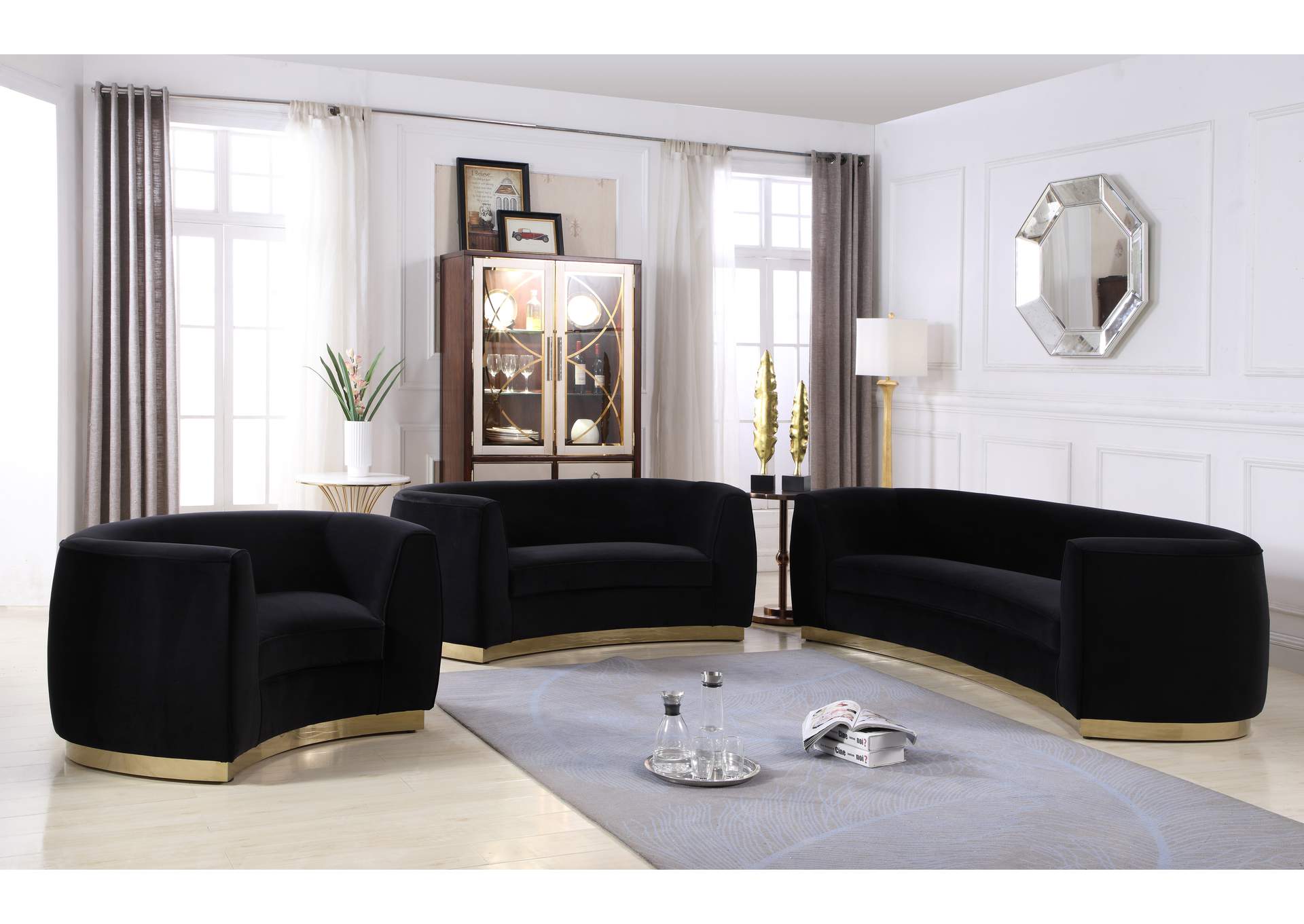 Julian Black Velvet Sofa