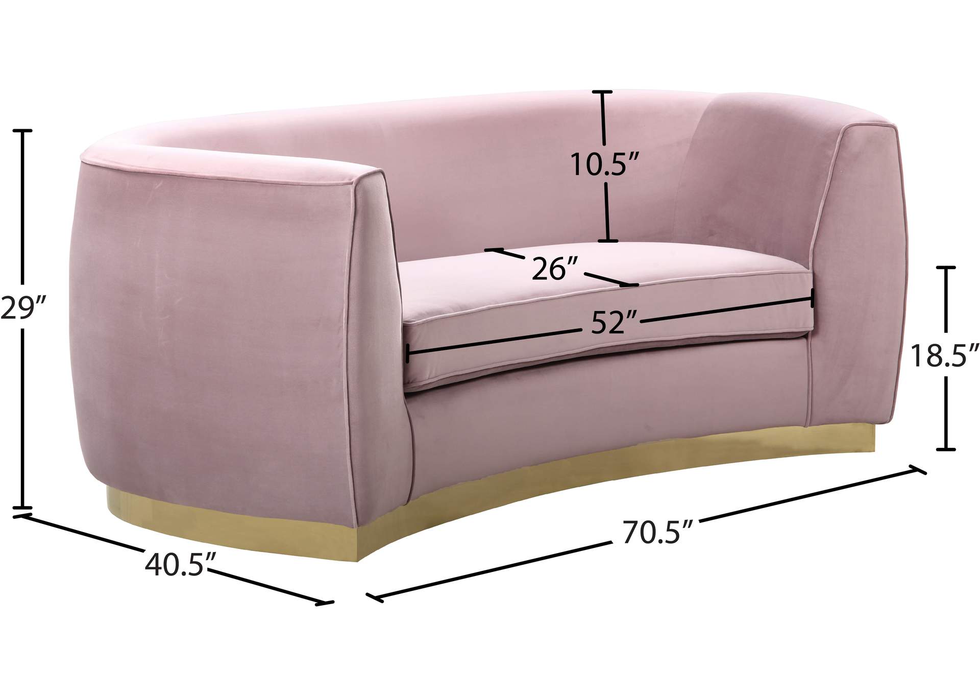 Julian Pink Velvet Loveseat