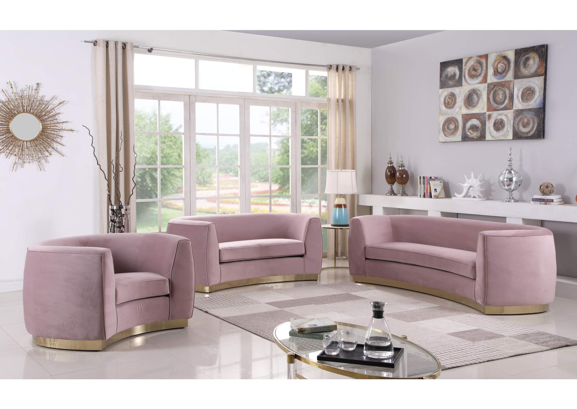 Julian Pink Velvet Sofa