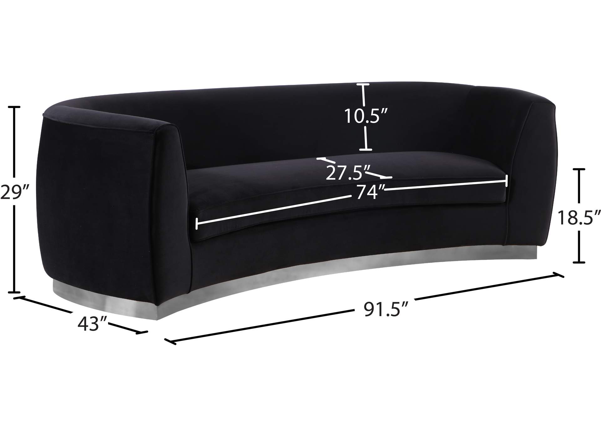 Julian Black Velvet Sofa
