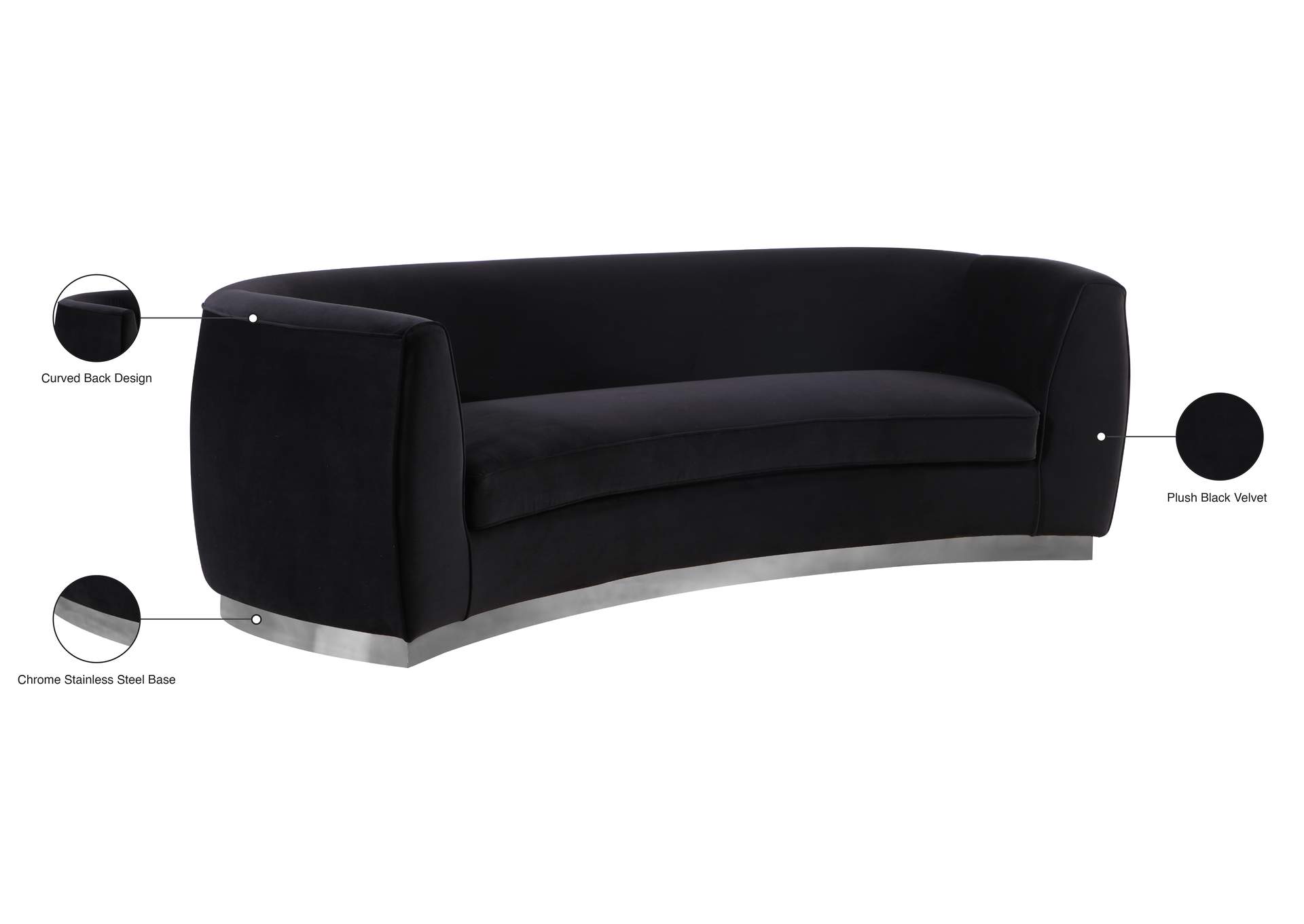 Julian Black Velvet Sofa