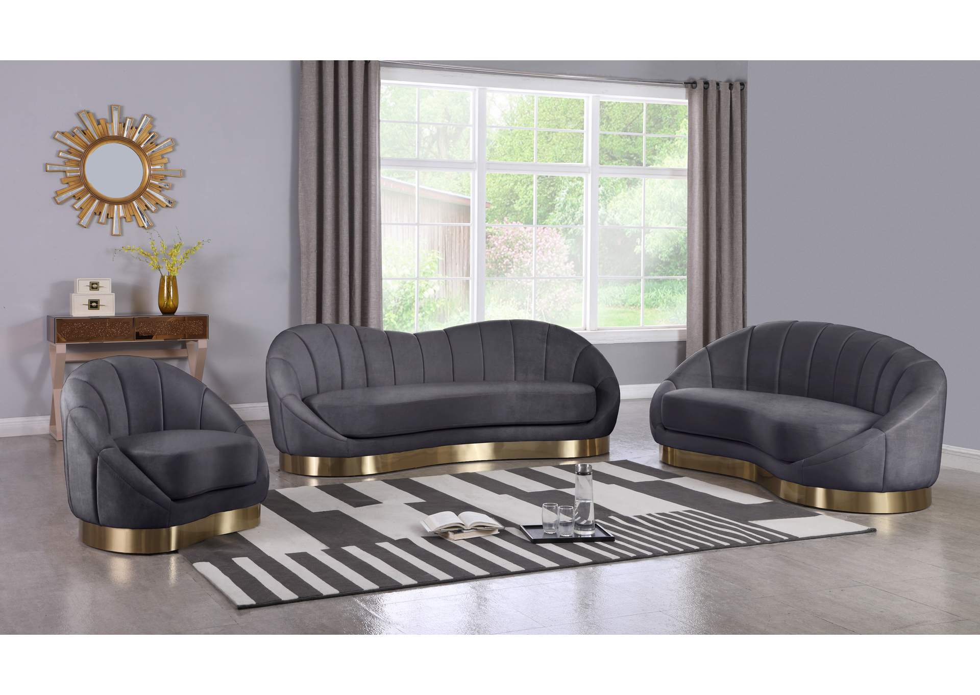 Shelly Grey Velvet Sofa