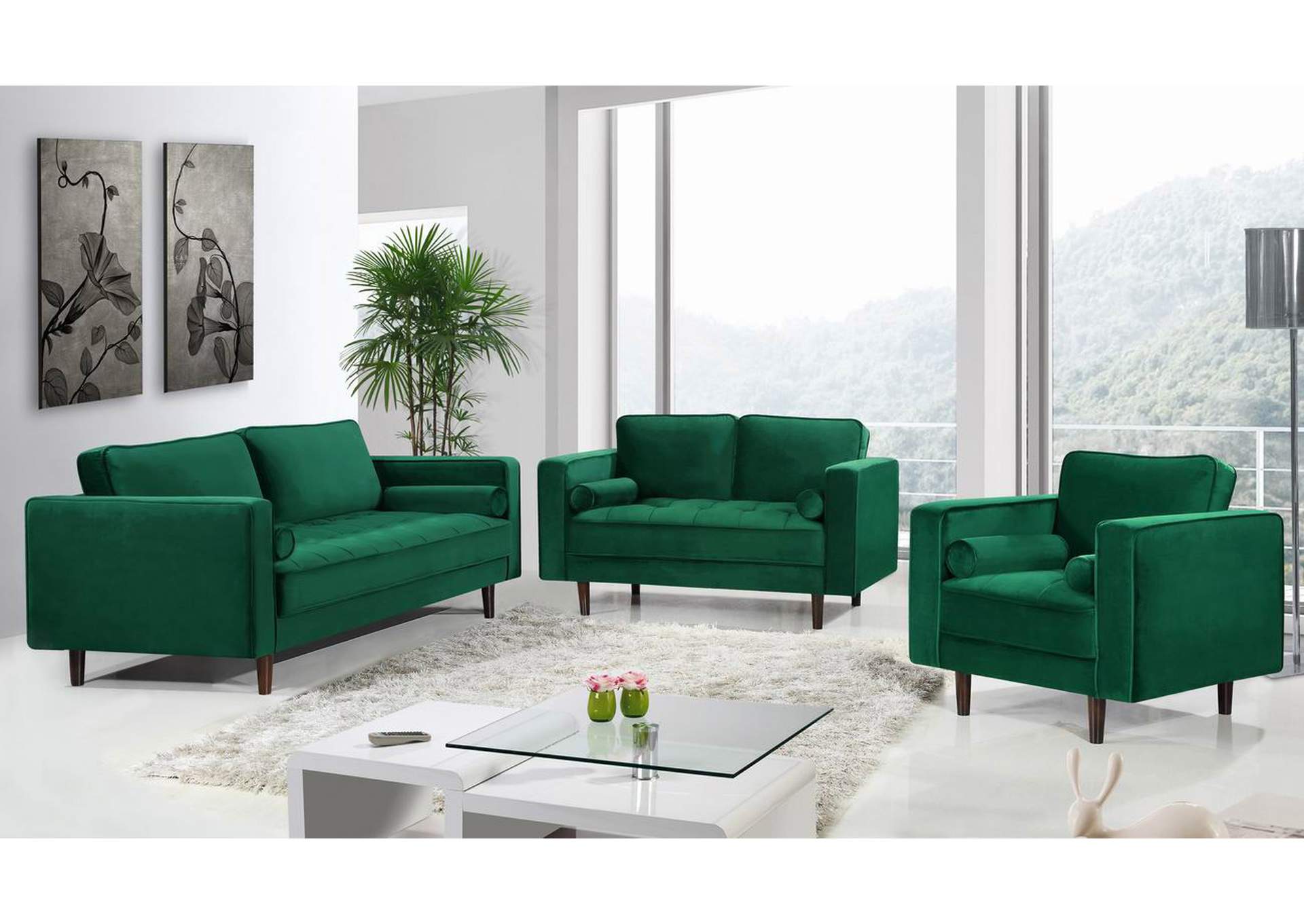 Emily Green Velvet Sofa