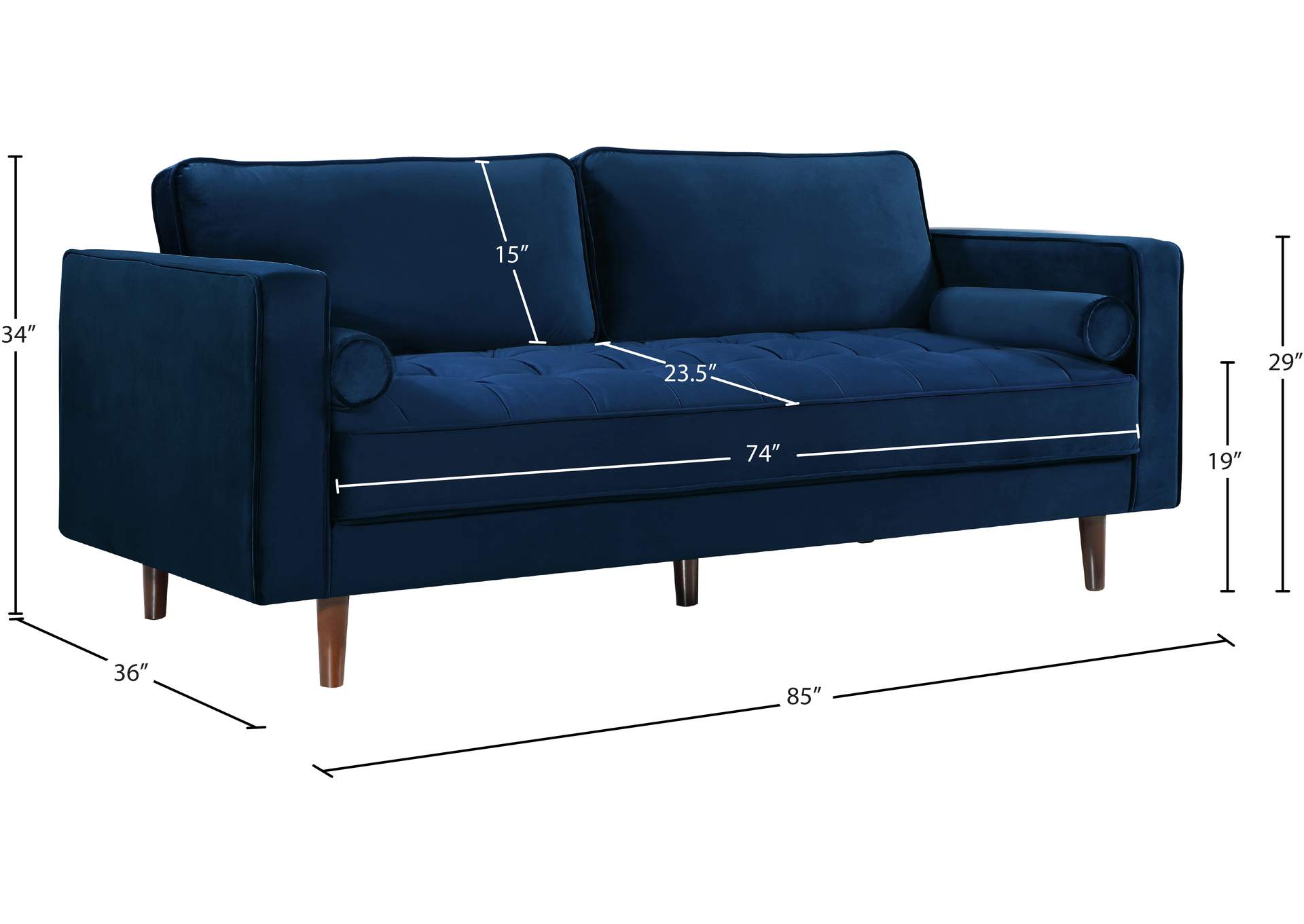 Emily Navy Velvet Sofa