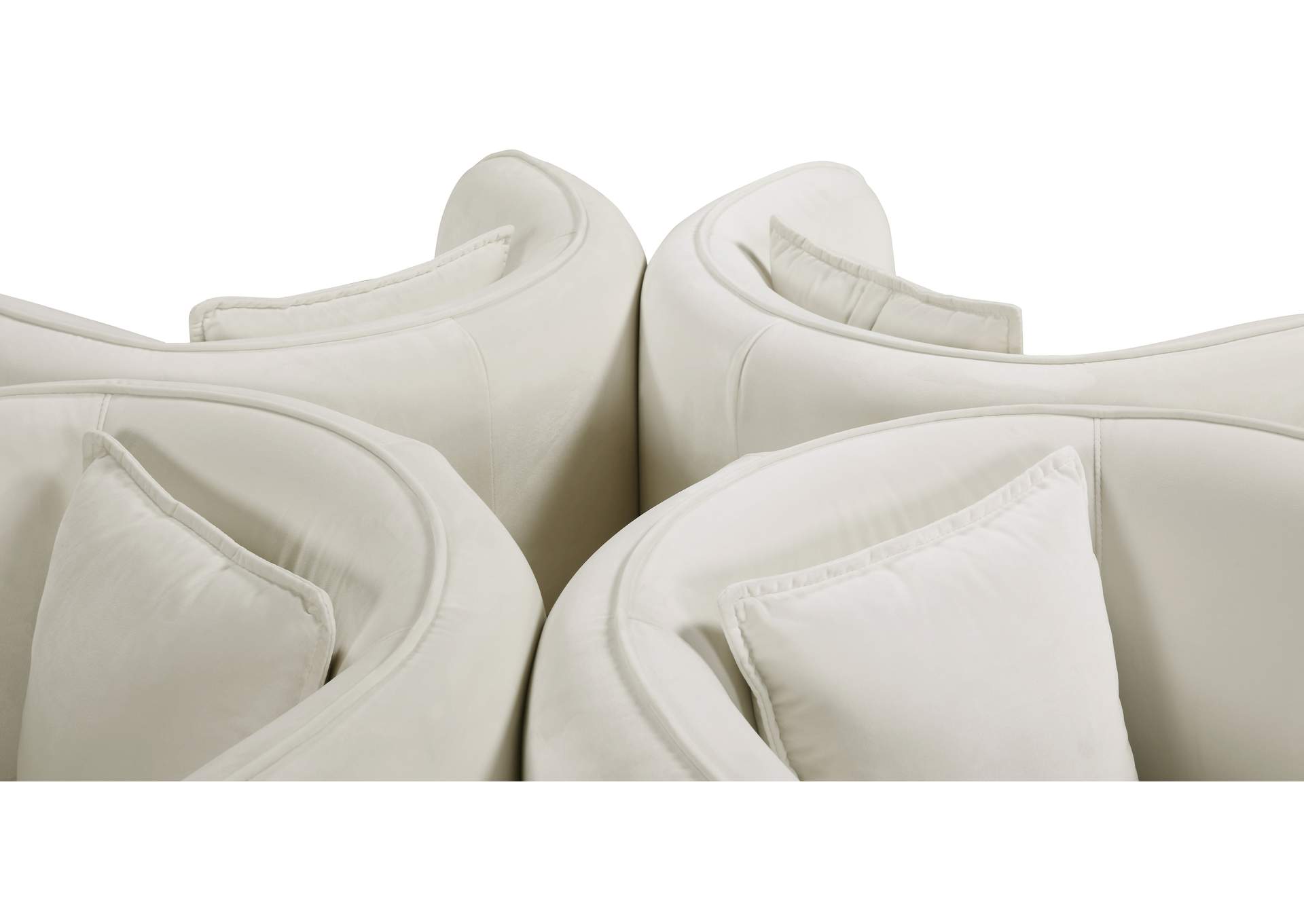 Circlet Cream Velvet Round Sofa Settee