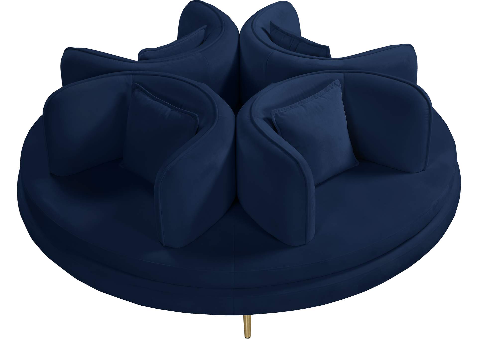 Circlet Navy Velvet Round Sofa Settee