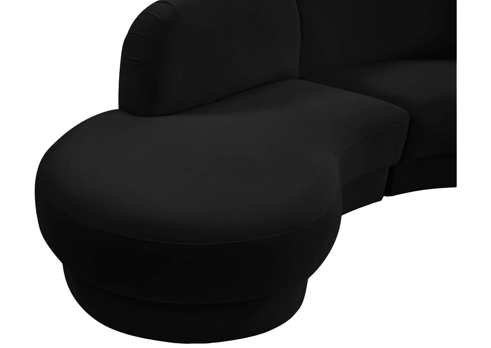 Rosa Black Velvet 3 Piece Sectional (3 Boxes)