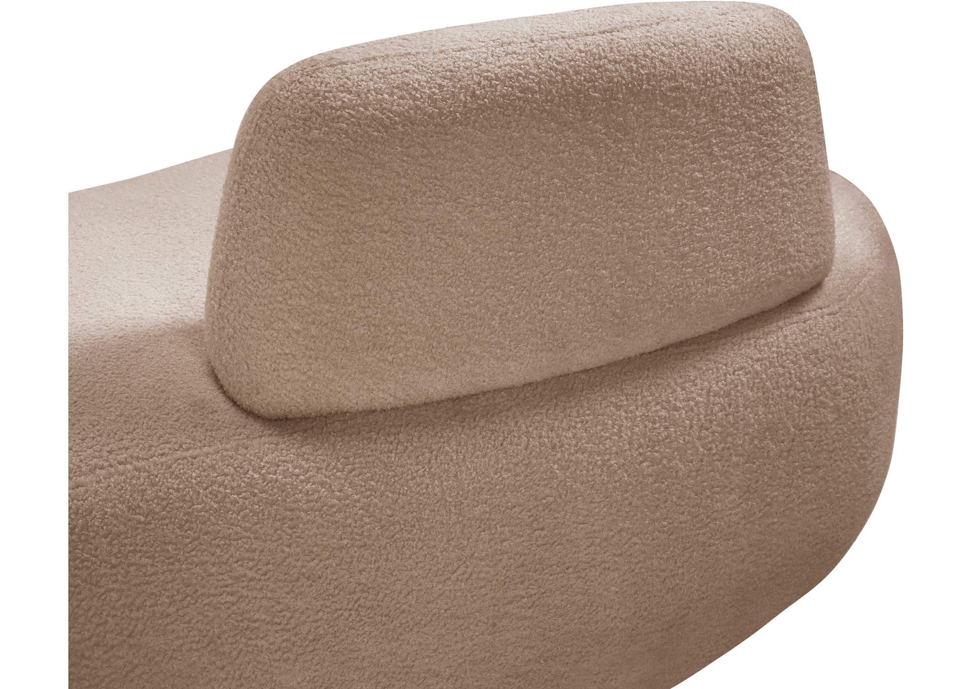 Argyle Beige Teddy Fabric Chaise - Loveseat