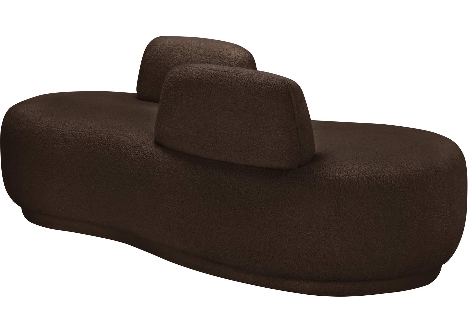 Argyle Brown Teddy Fabric Chaise - Loveseat