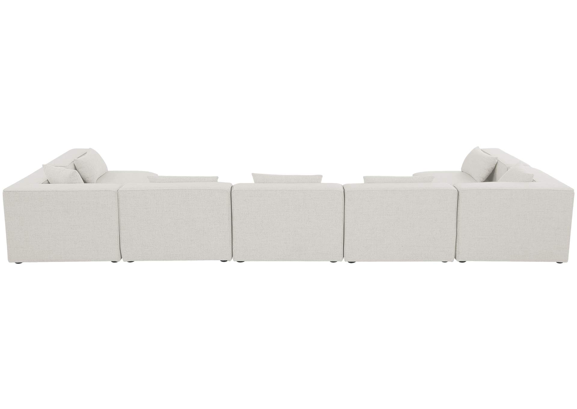 Cube Cream Durable Linen Textured Modular Sectional
