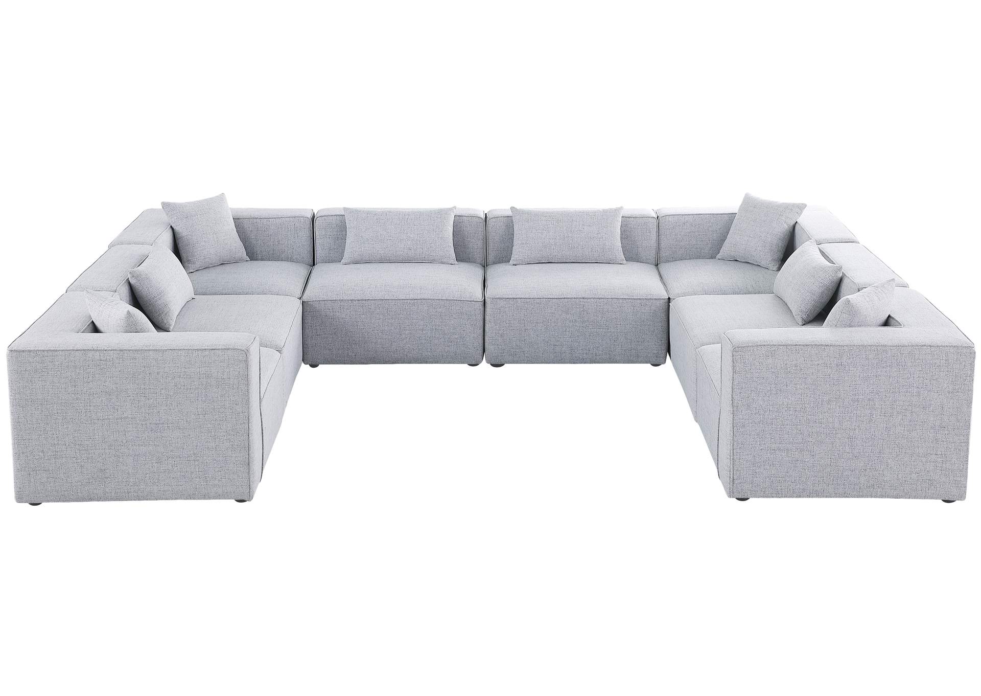 Cube Grey Durable Linen Textured Modular Sectional