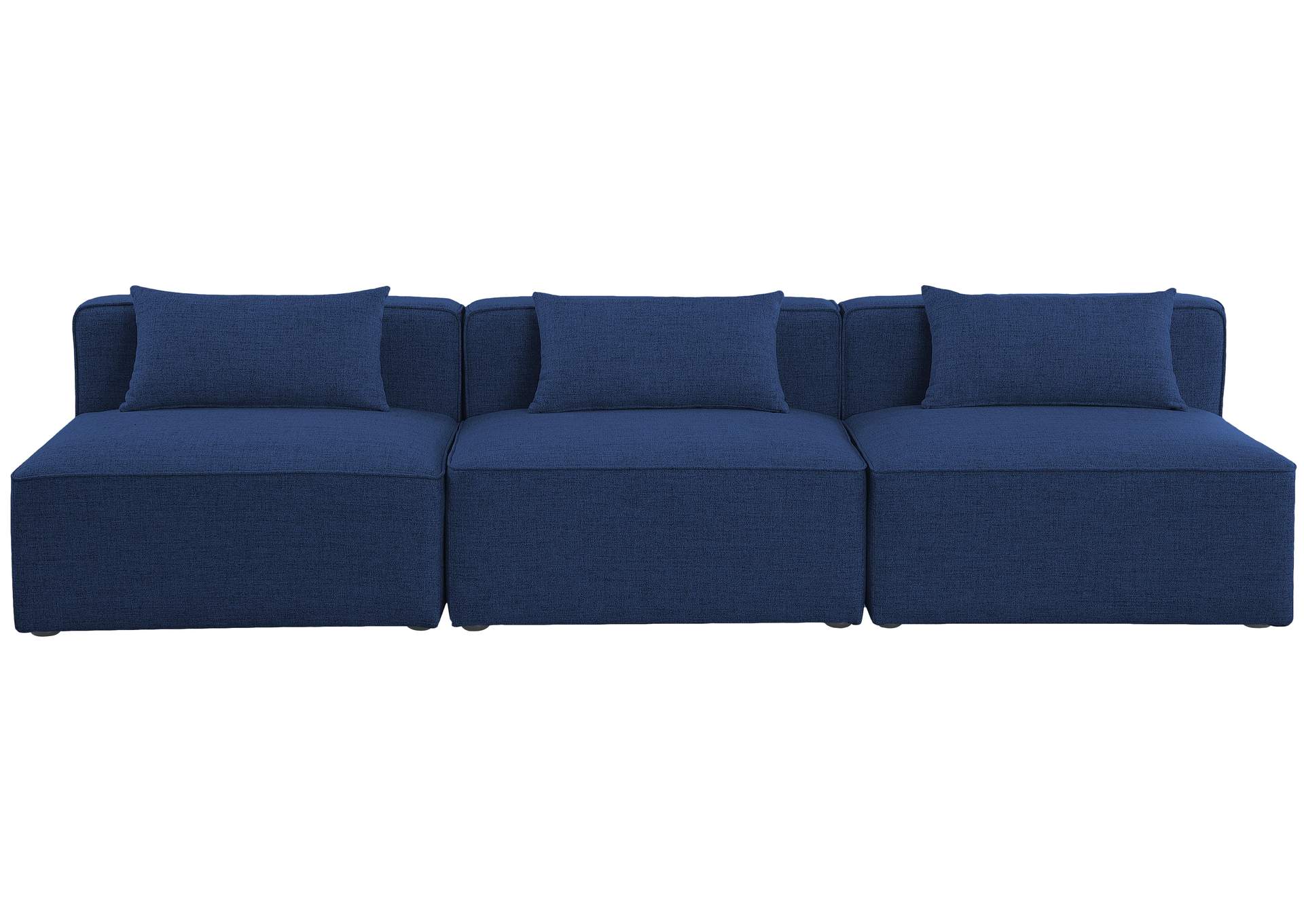 Cube Navy Durable Linen Textured Modular Sofa