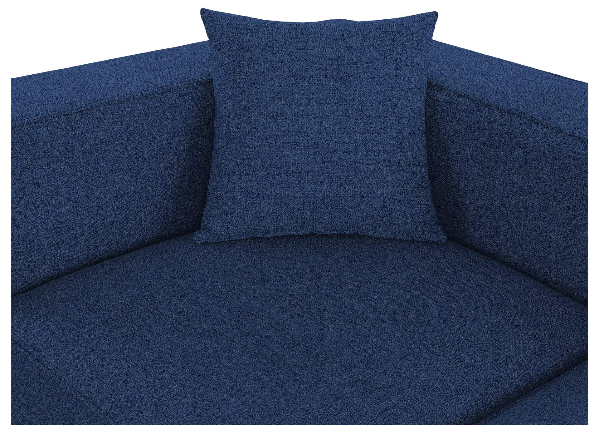 Cube Navy Durable Linen Textured Modular Sofa