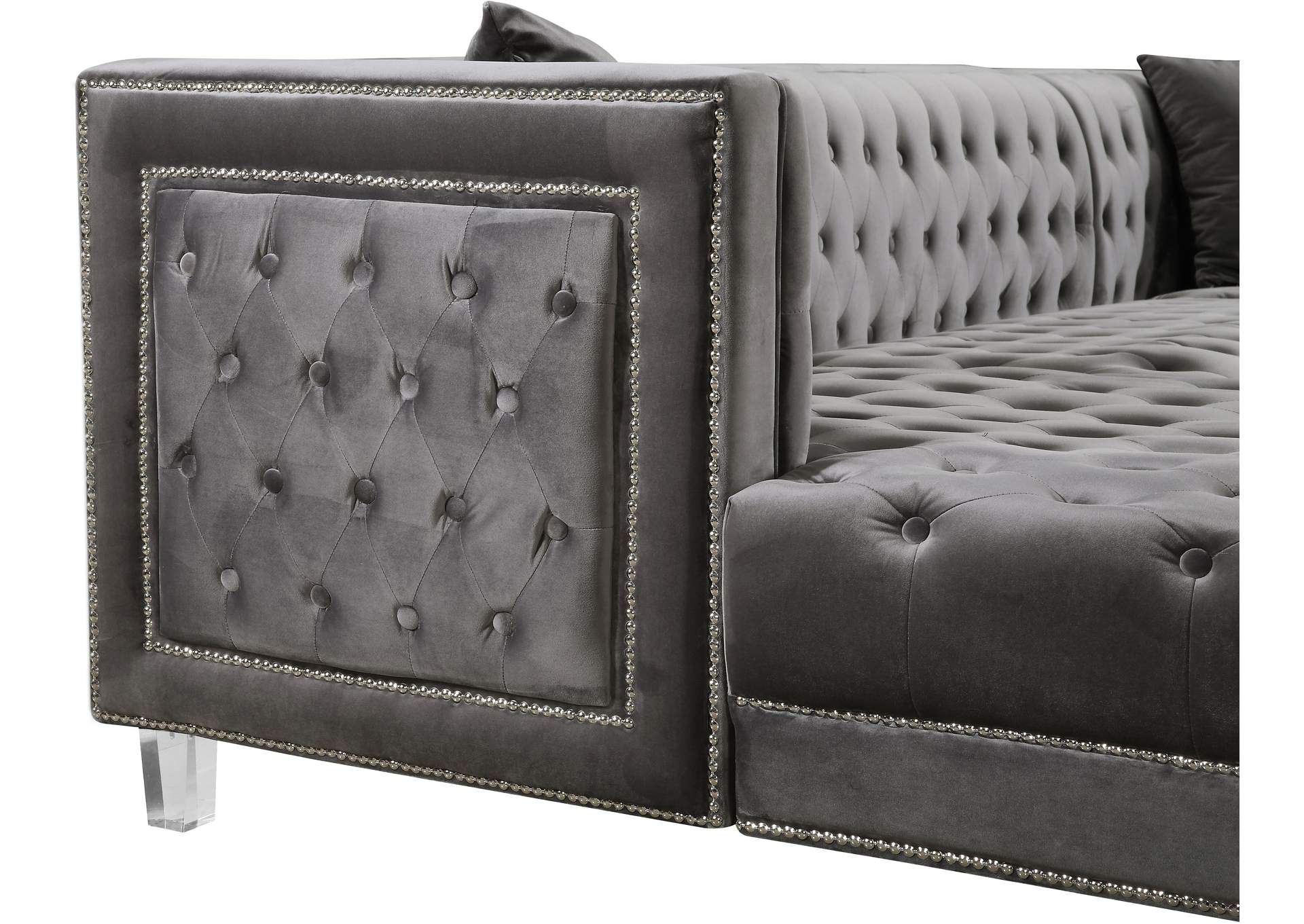 Moda Grey Velvet 3 Piece Sectional