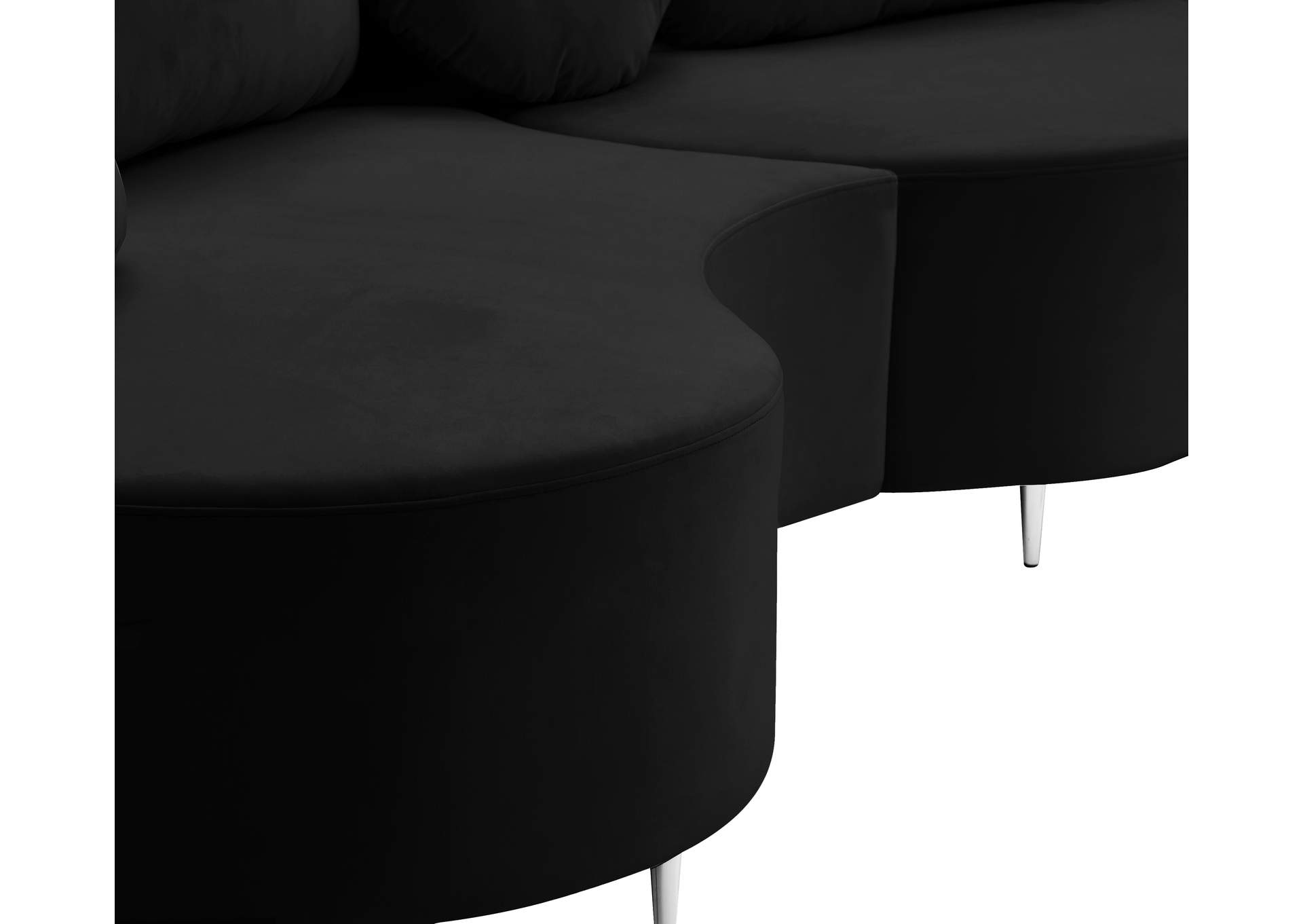 Vivacious Black Velvet 3 Piece Sectional (3 Boxes)