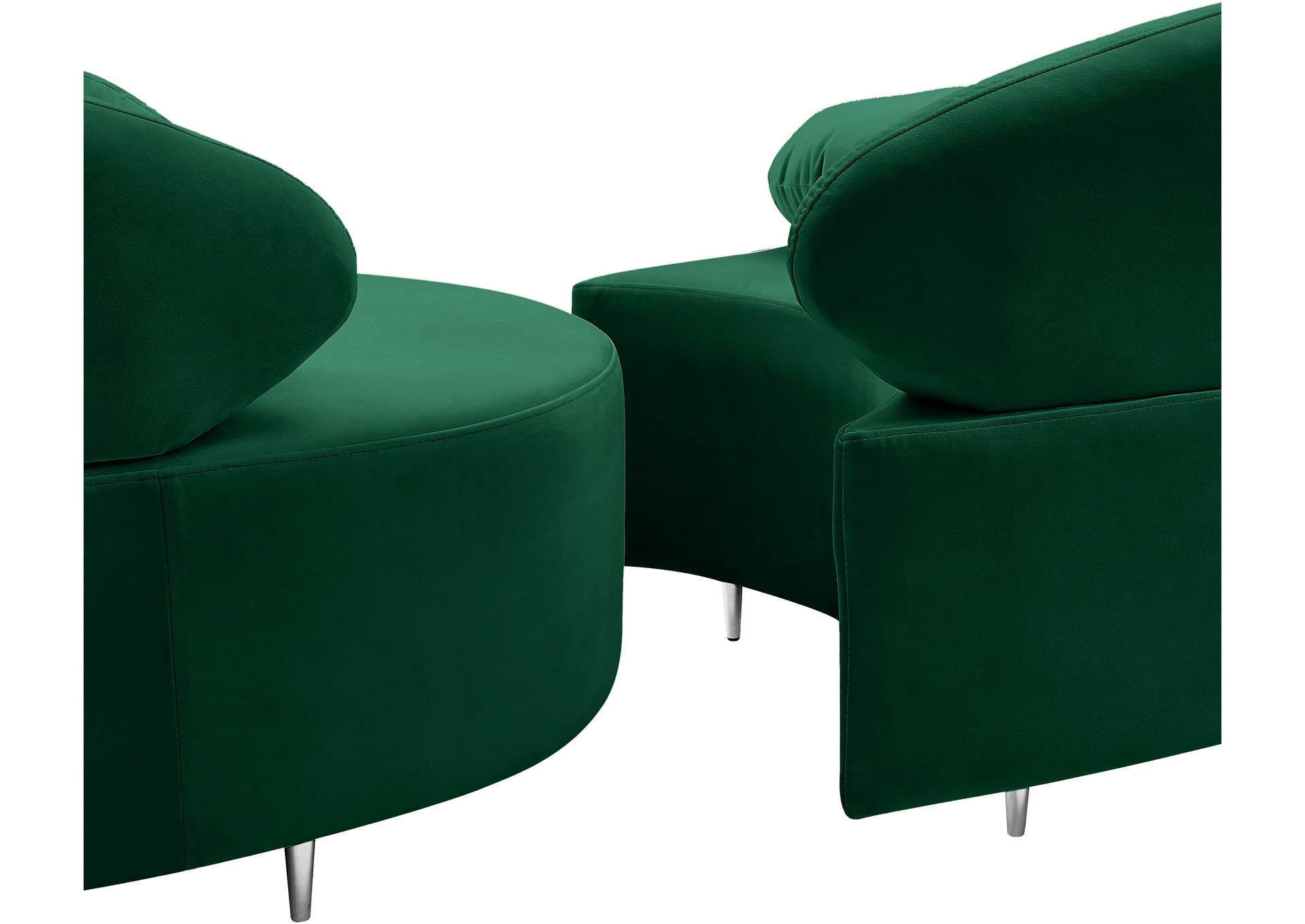 Vivacious Green Velvet 3 Piece Sectional (3 Boxes)