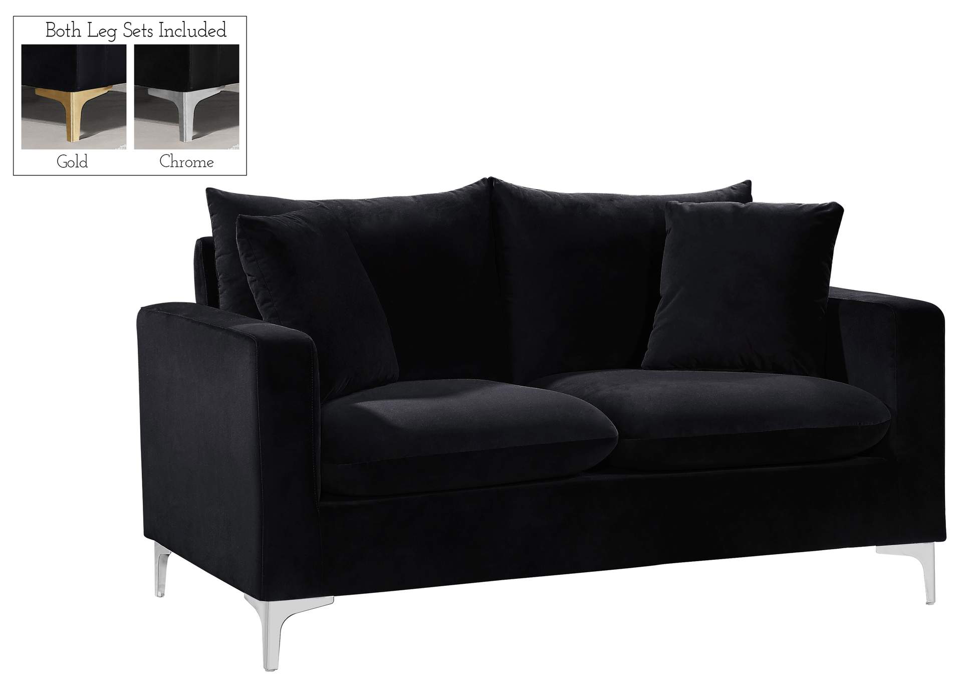 Naomi Black Velvet Loveseat