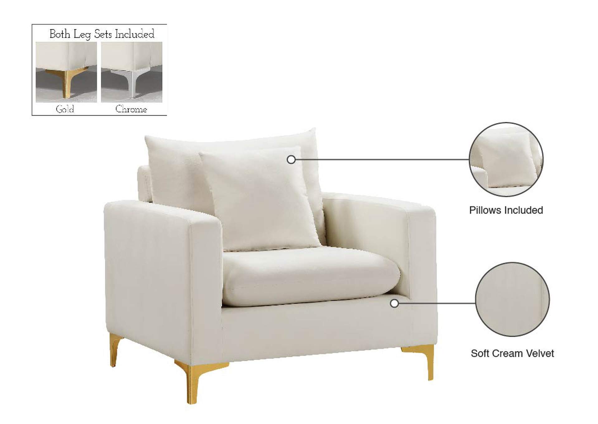 Naomi Cream Velvet Chair