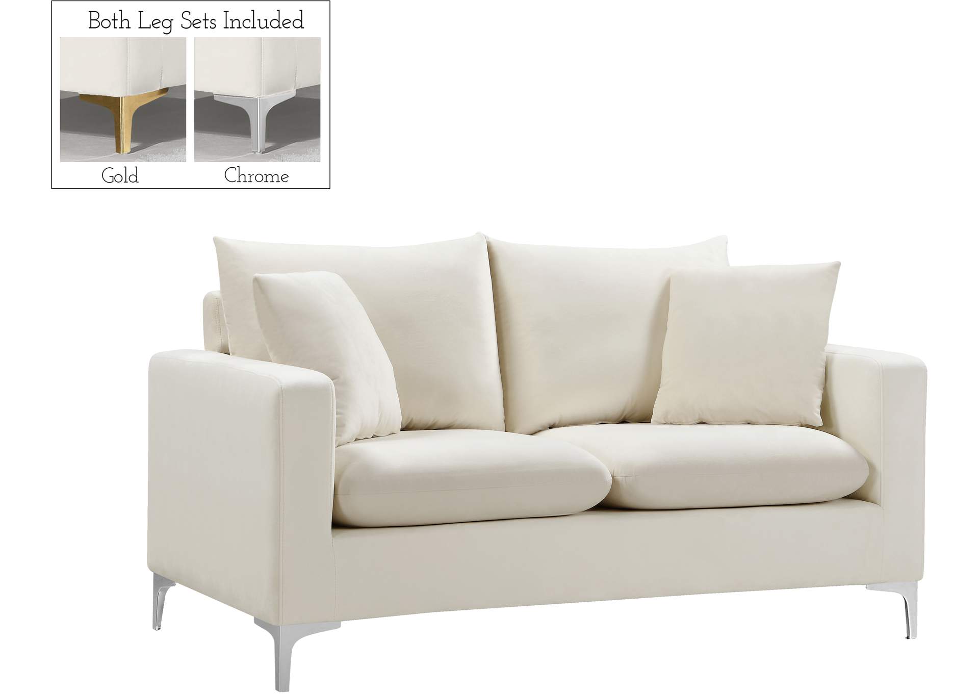 Naomi Cream Velvet Loveseat