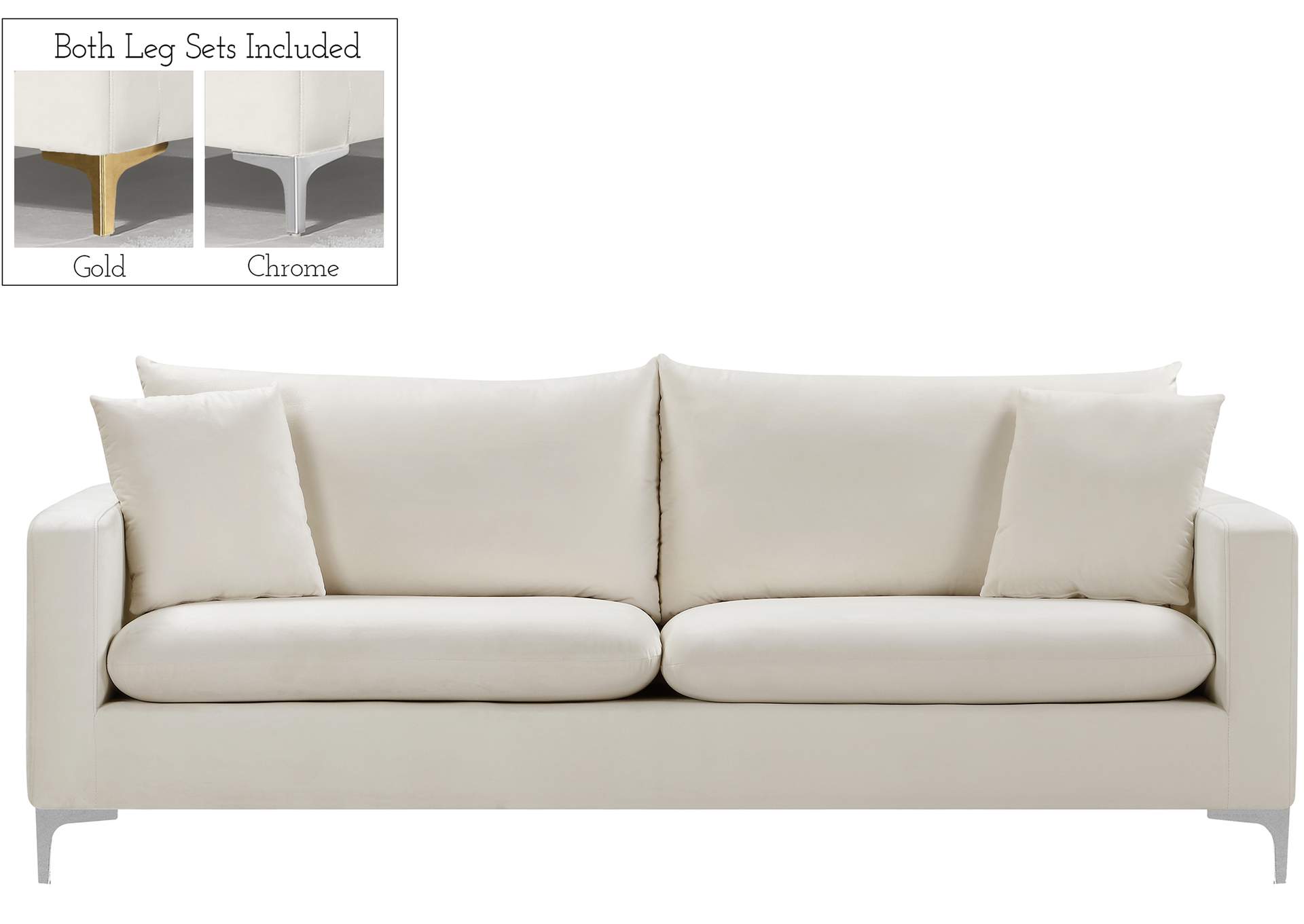 Naomi Cream Velvet Sofa