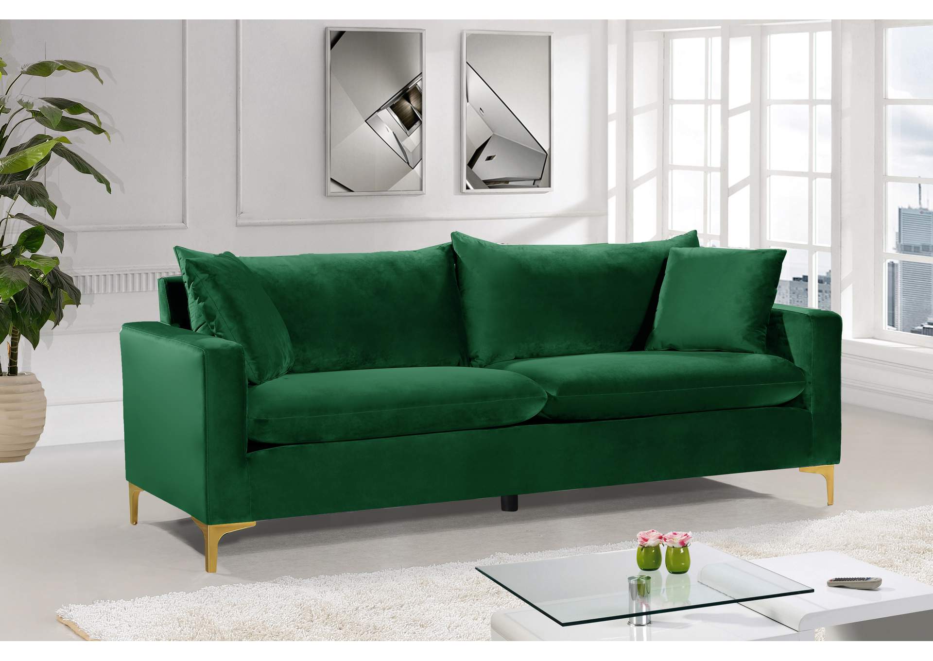 Naomi Green Velvet Sofa