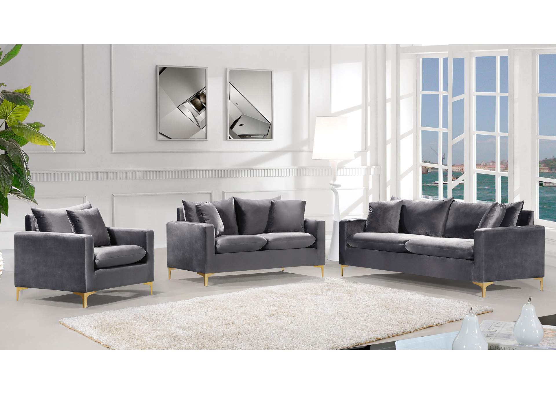 Naomi Grey Velvet Chair