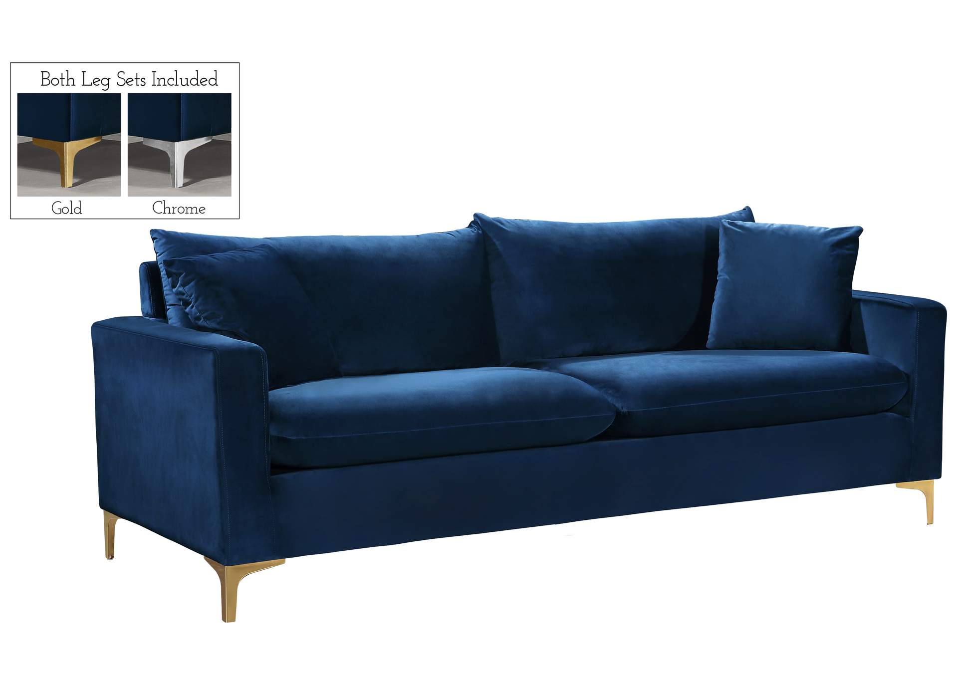 Naomi Navy Velvet Sofa