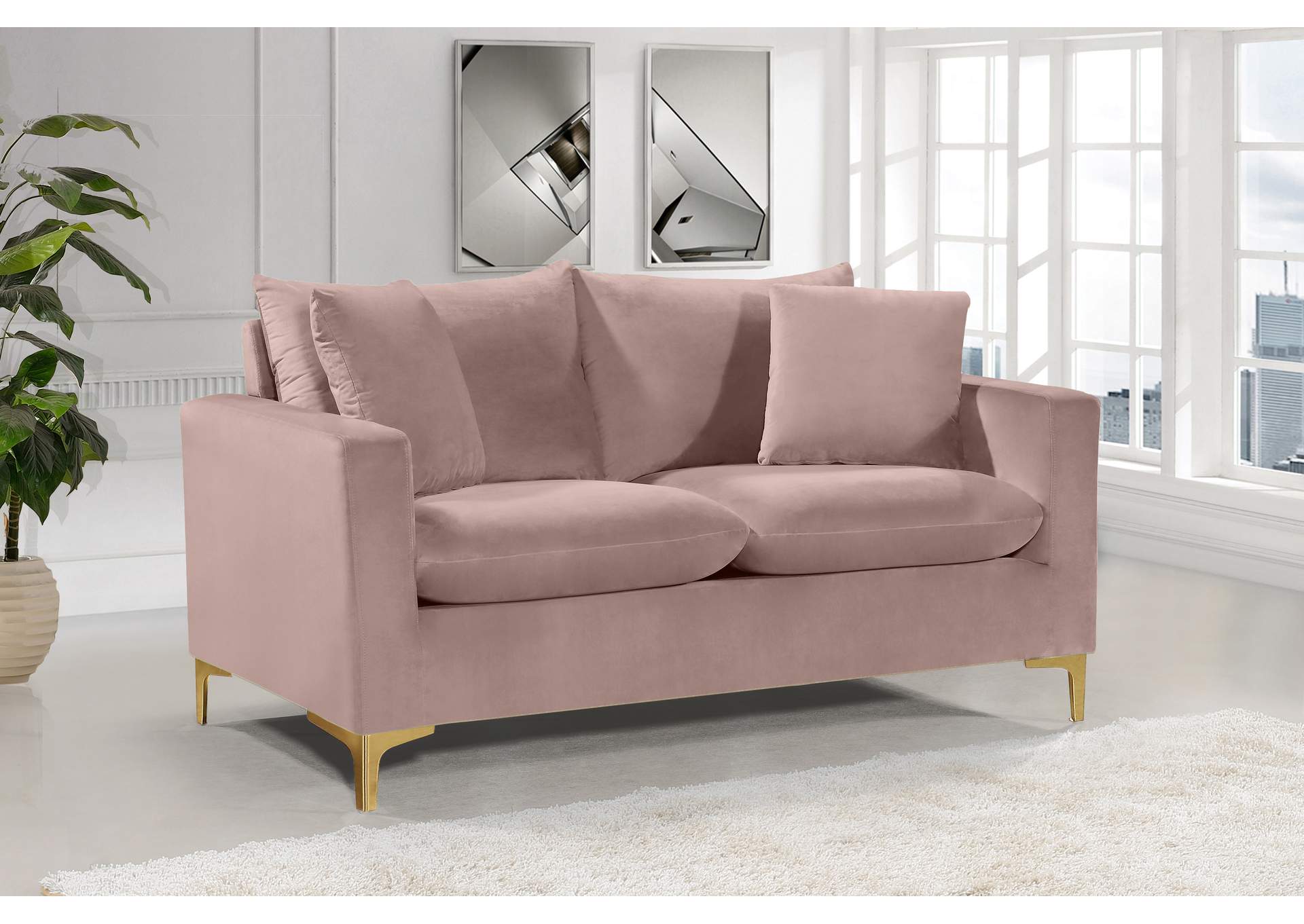 Naomi Pink Velvet Loveseat