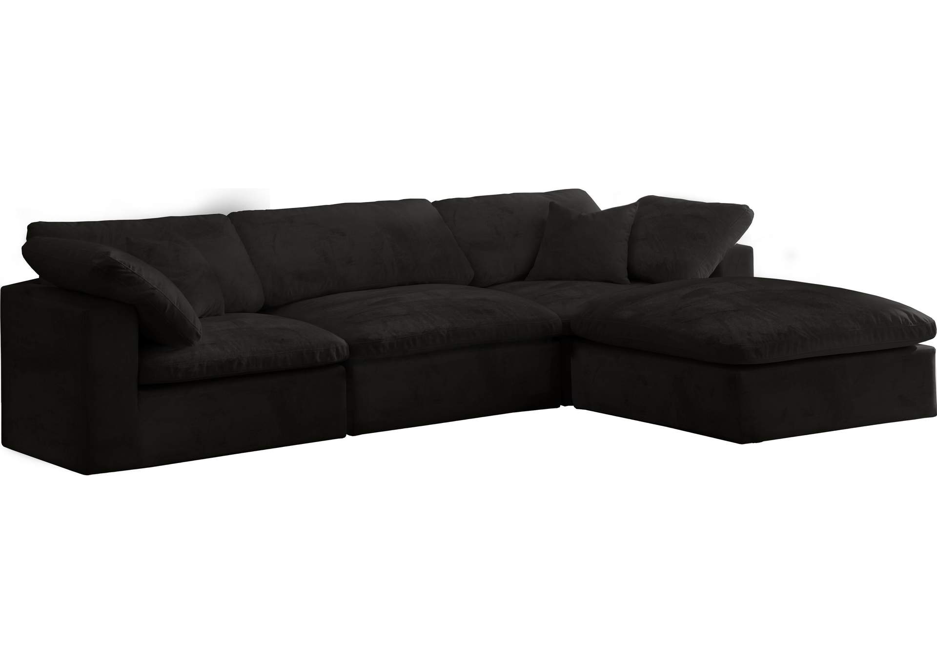 Cozy Black Velvet Comfort Modular Sectional
