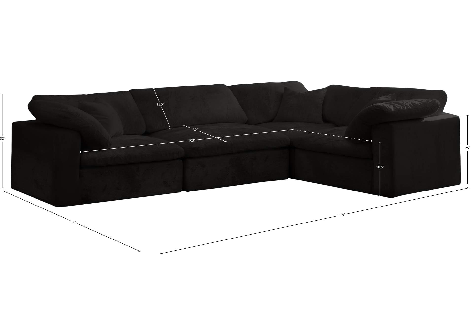 Cozy Black Velvet Modular Sectional image 8