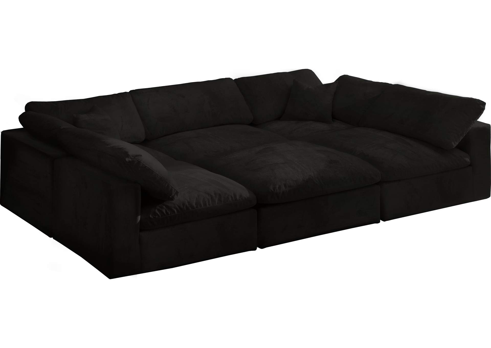 Cozy Black Velvet Comfort Modular Sectional