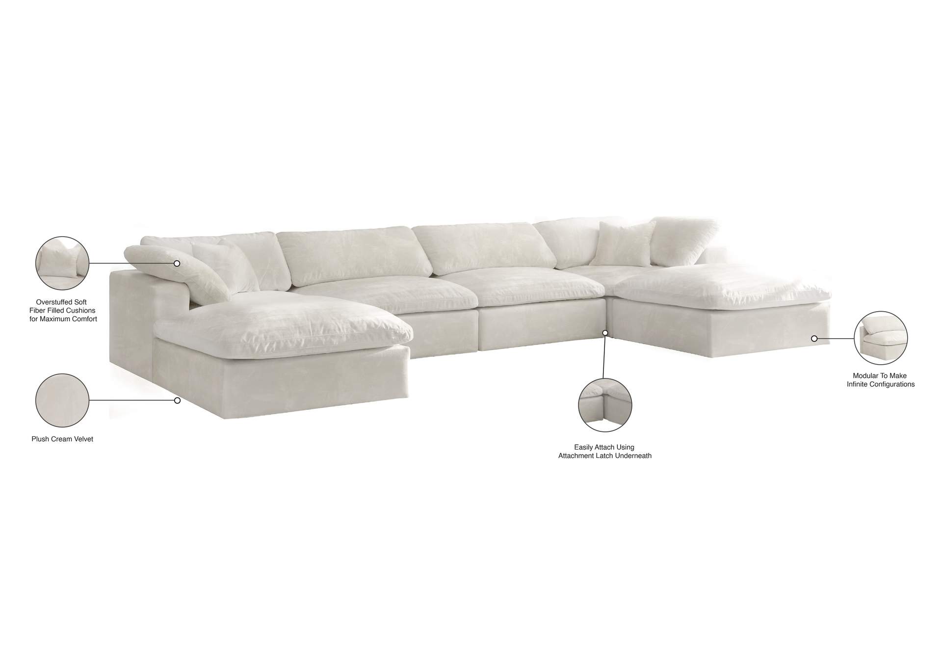 Cozy Cream Velvet Comfort Modular Sectional