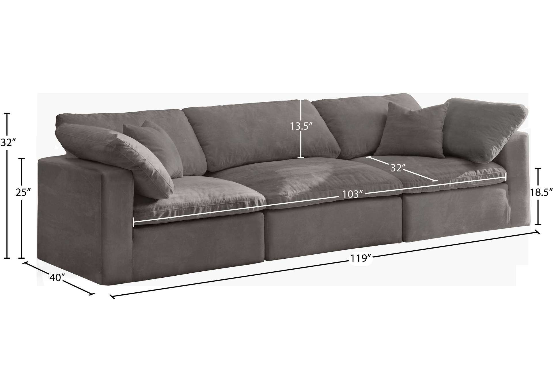 Cozy Grey Velvet Comfort Modular Sofa