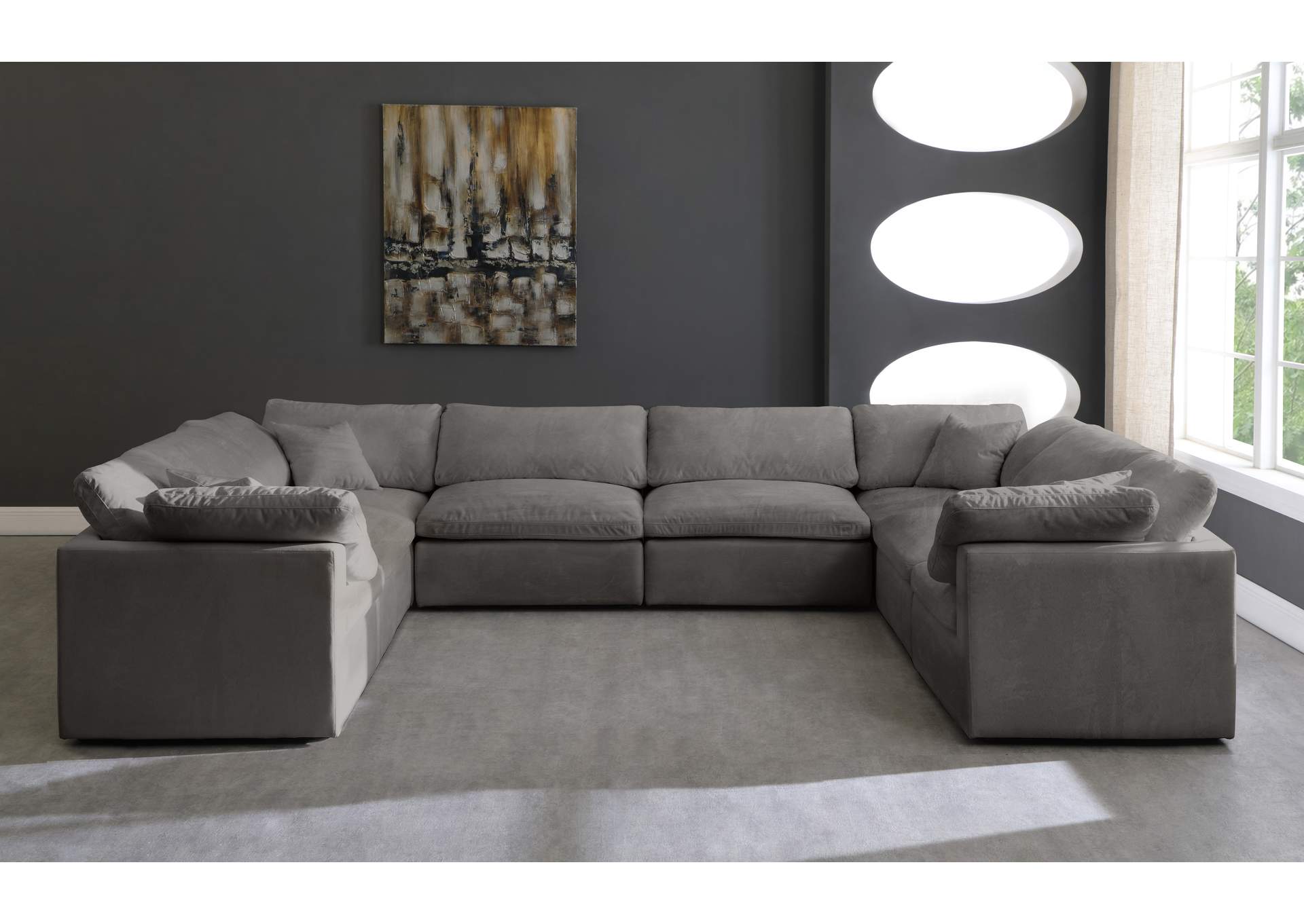 Cozy Grey Velvet Comfort Modular Sectional