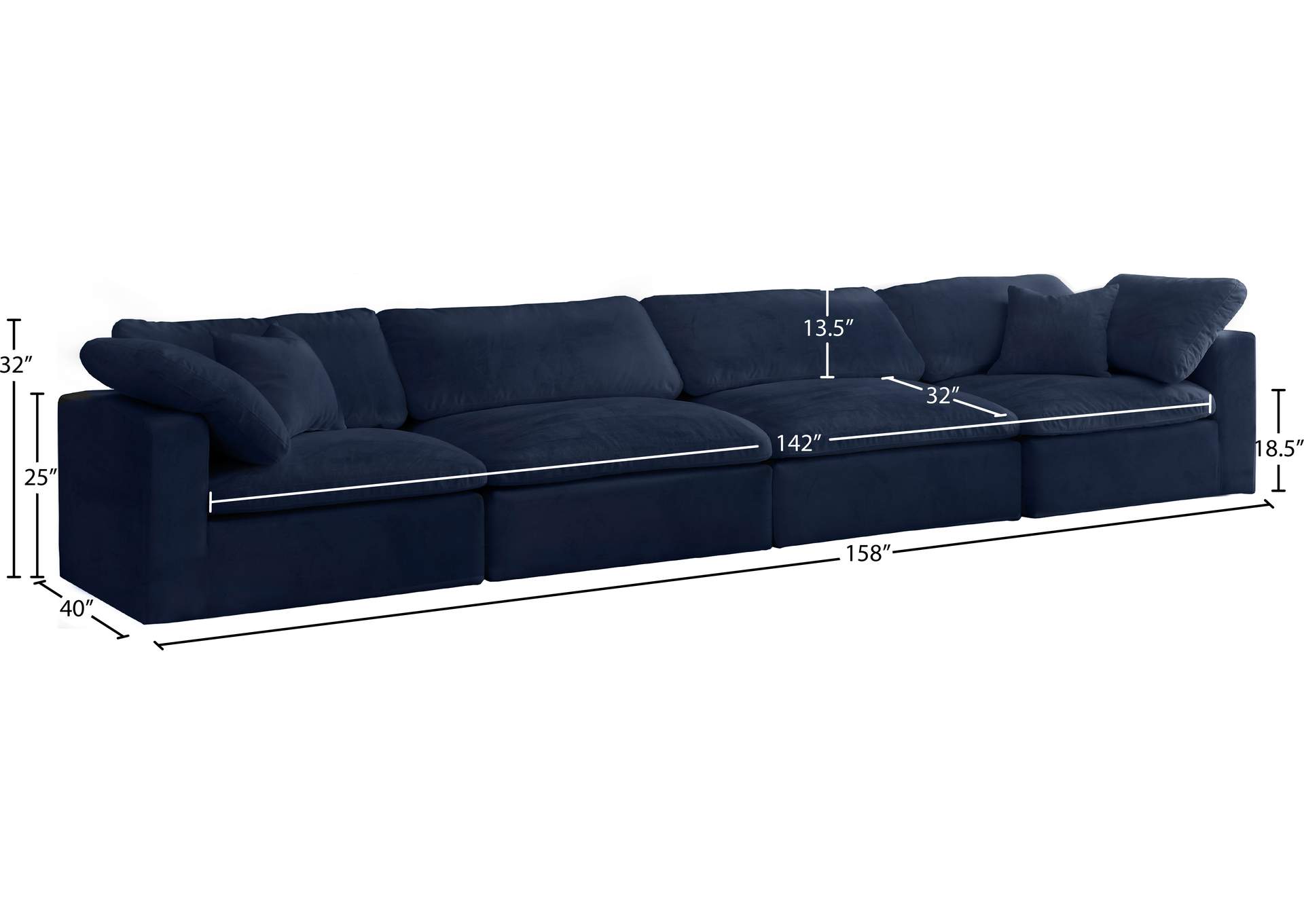Cozy Navy Velvet Comfort Modular Sofa