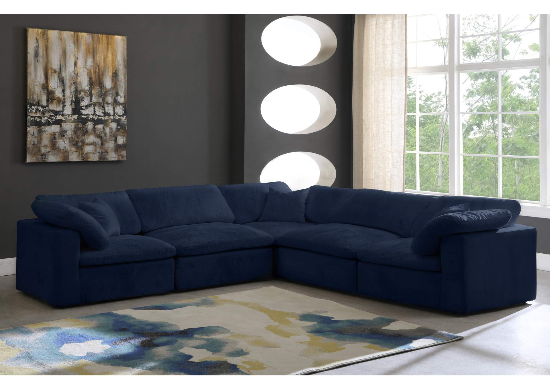 Cozy Navy Velvet Comfort Modular Sectional