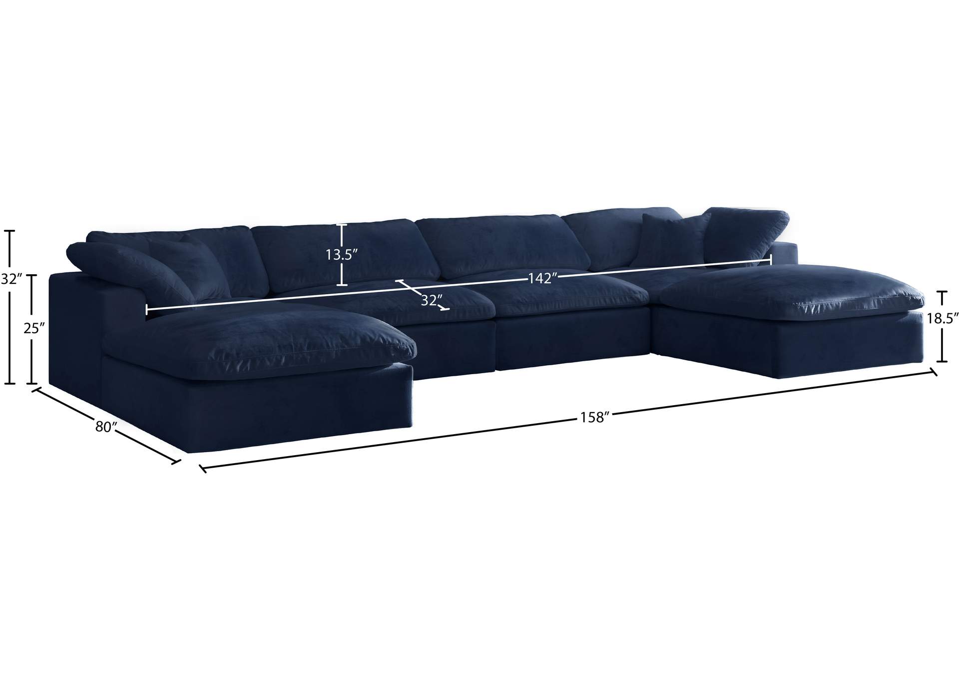 Cozy Navy Velvet Comfort Modular Sectional