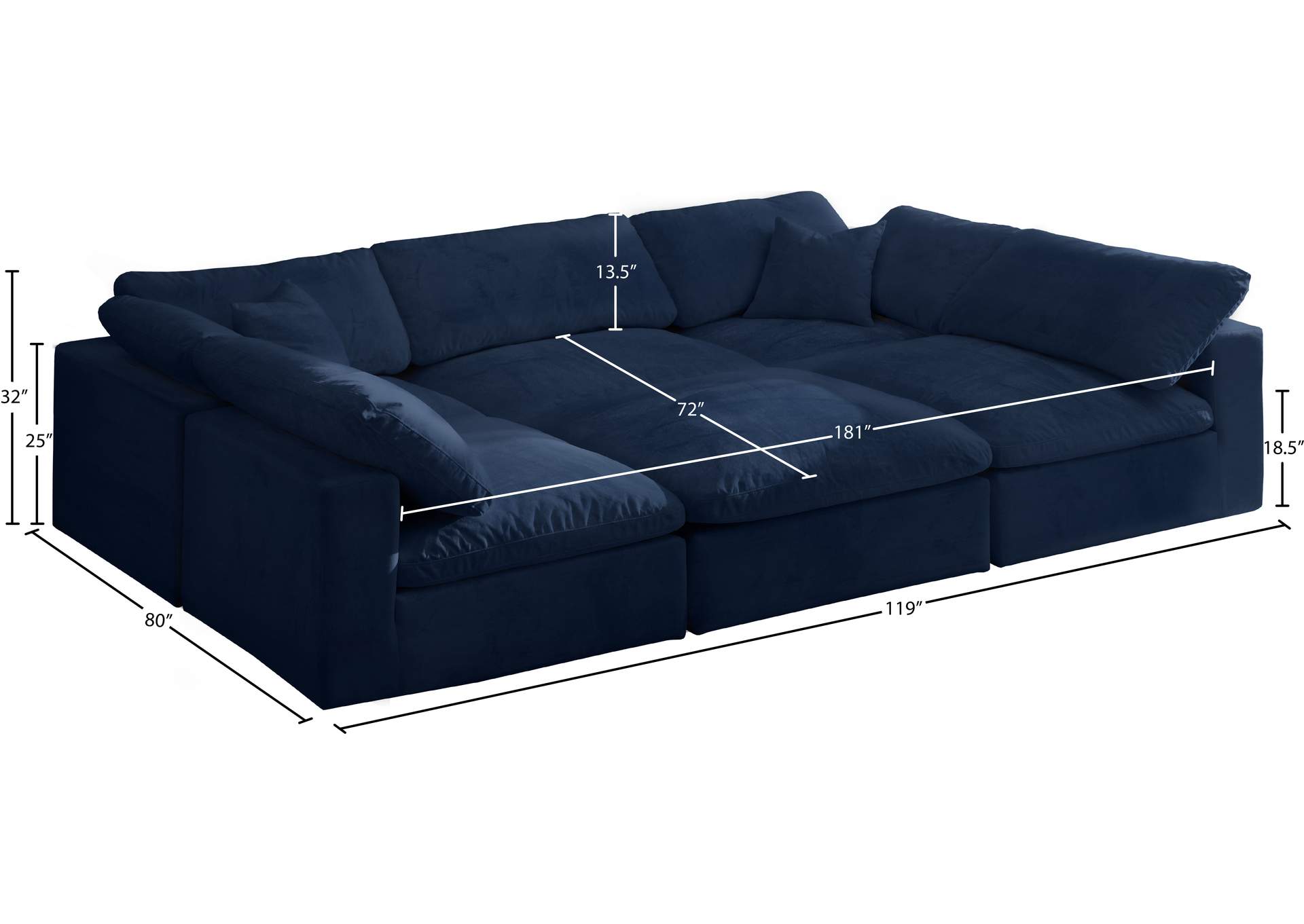 Cozy Navy Velvet Comfort Modular Sectional