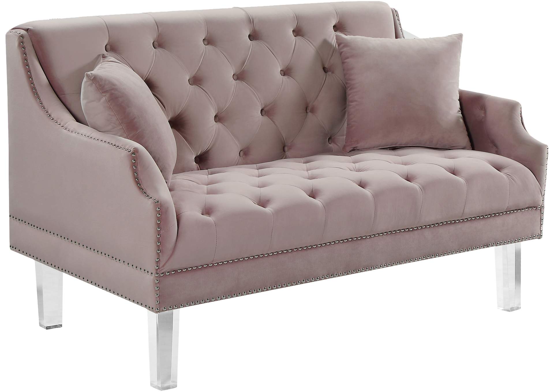 Roxy Pink Velvet Loveseat