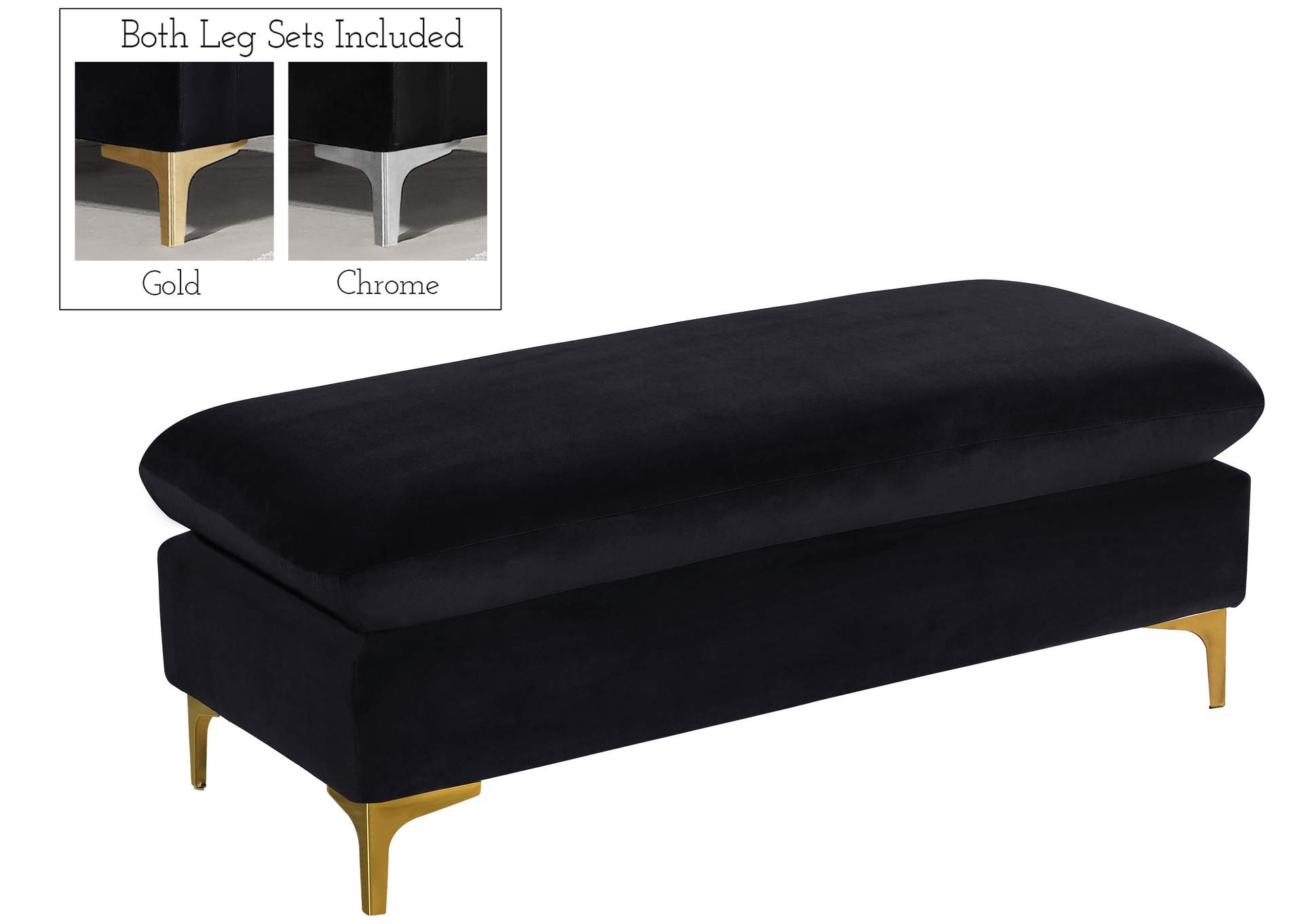 Naomi Black Velvet 2 Piece Reversible Sectional