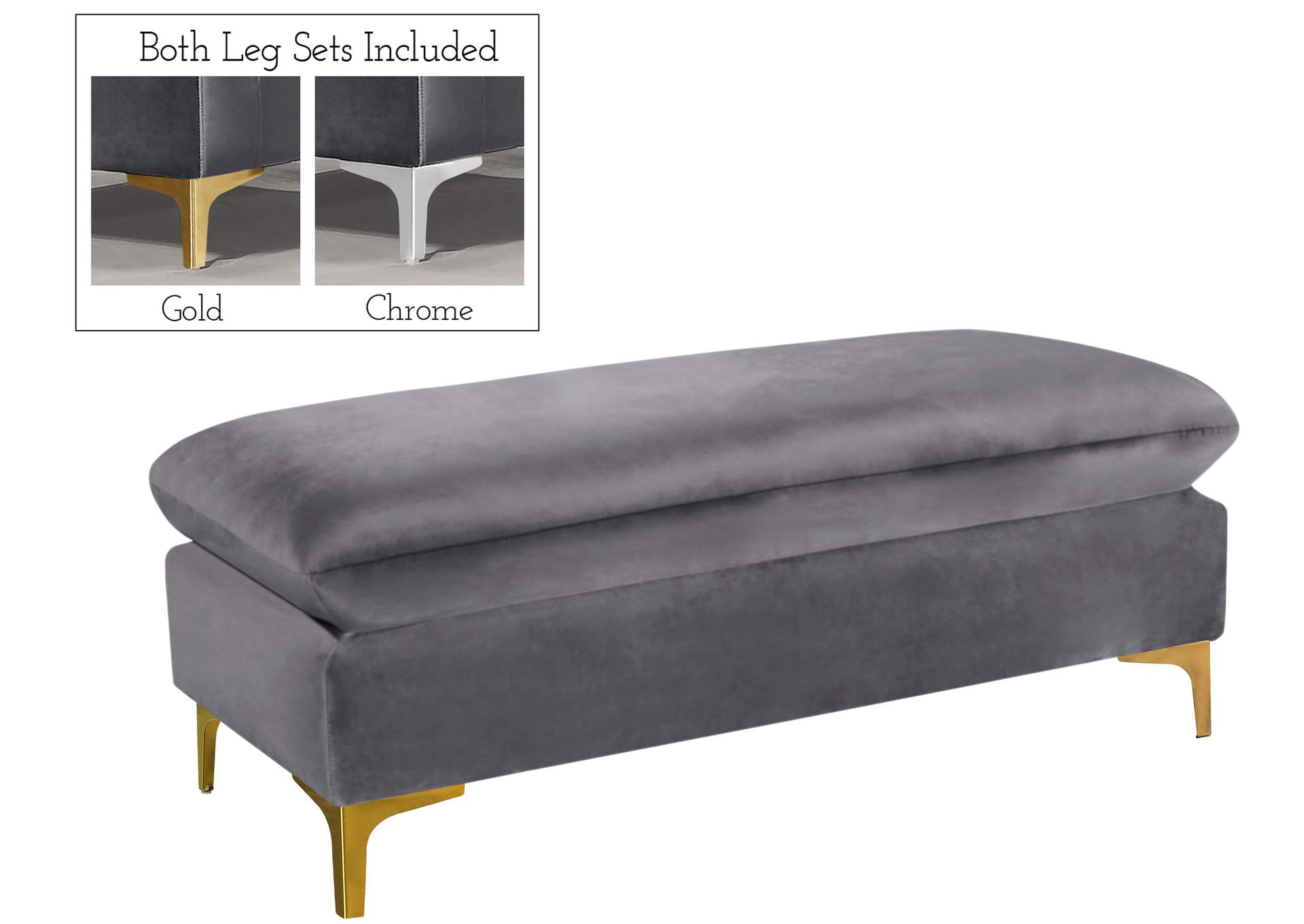 Naomi Grey Velvet Ottoman
