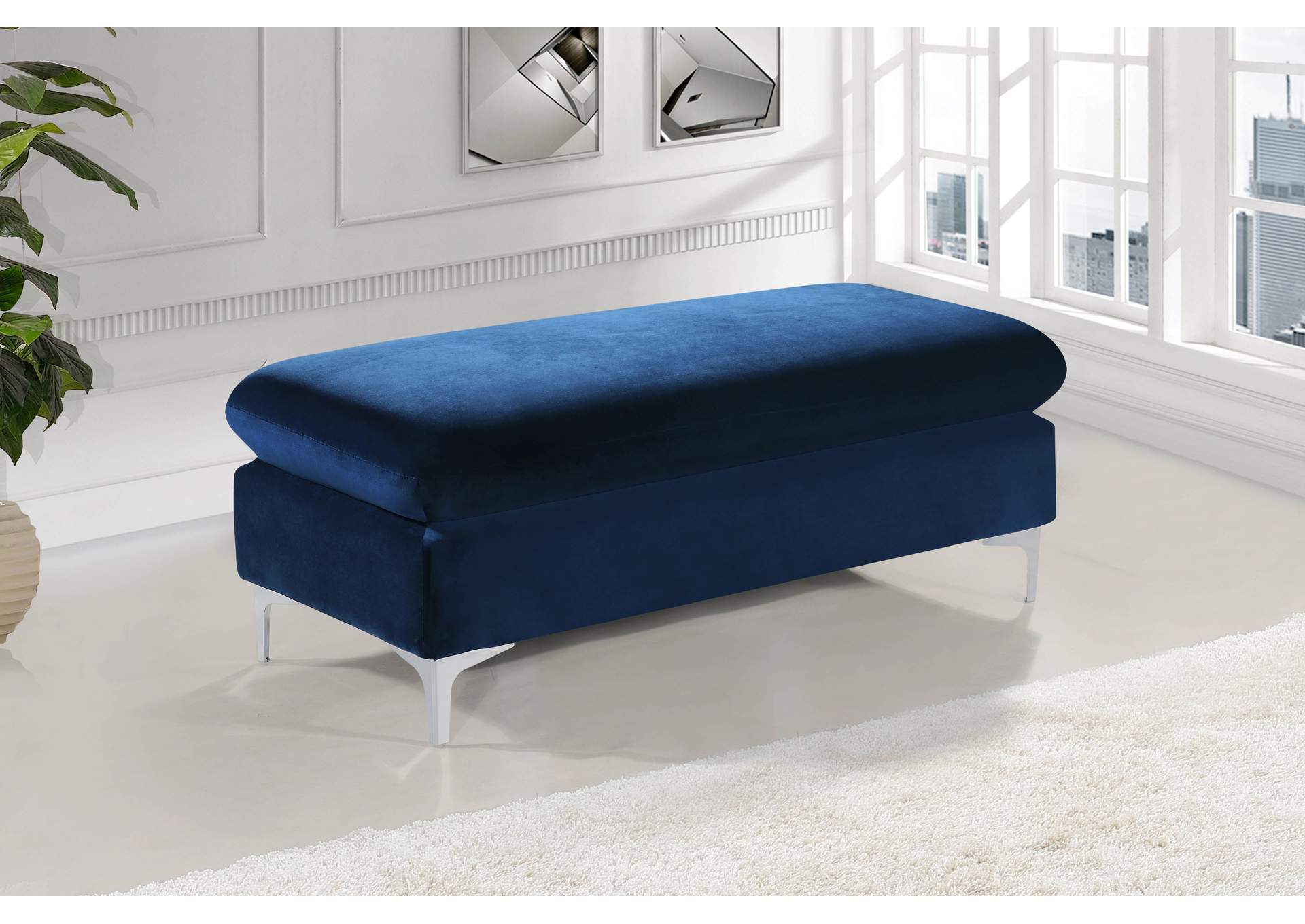 Naomi Navy Velvet Ottoman