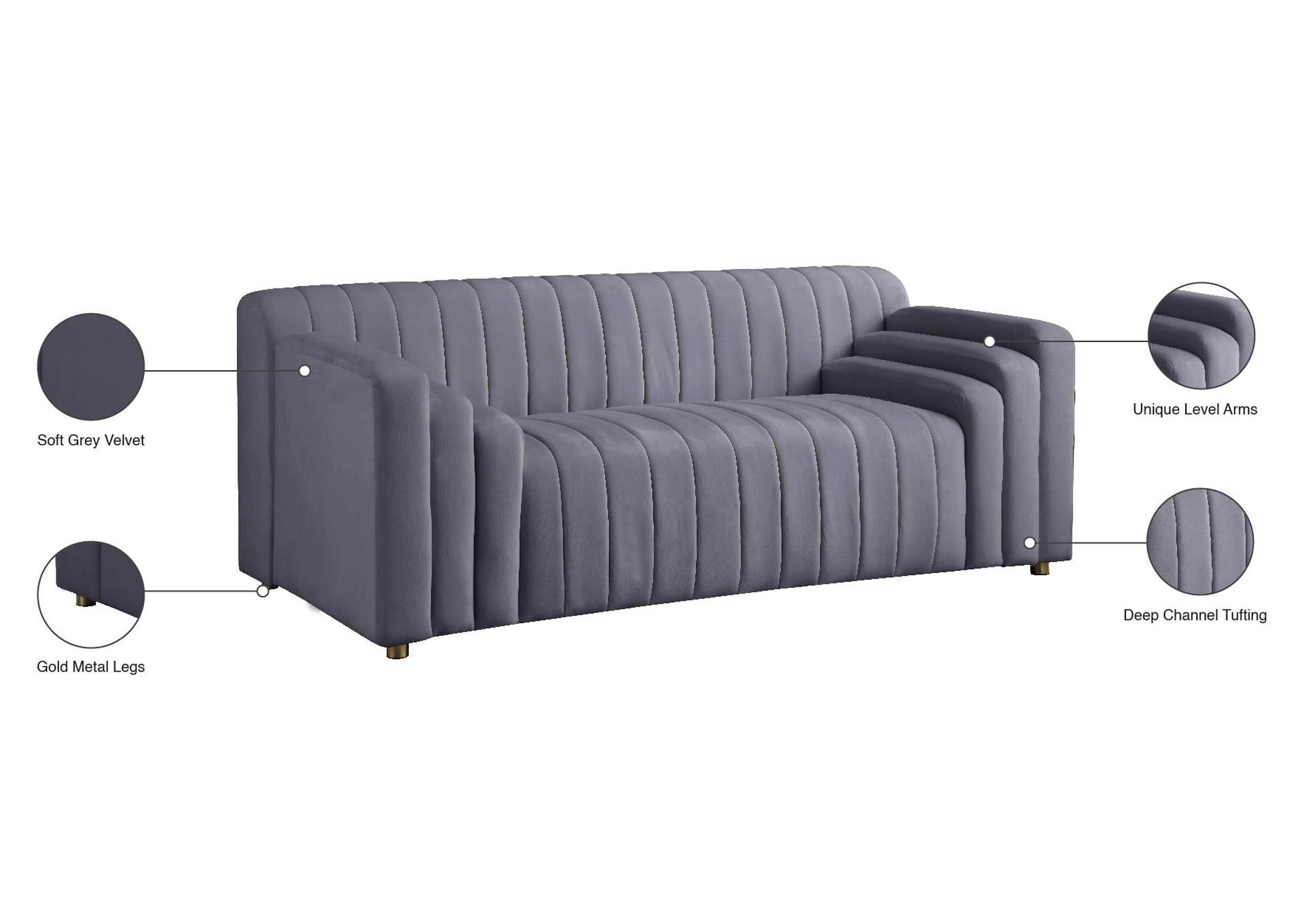 Naya Grey Velvet Loveseat