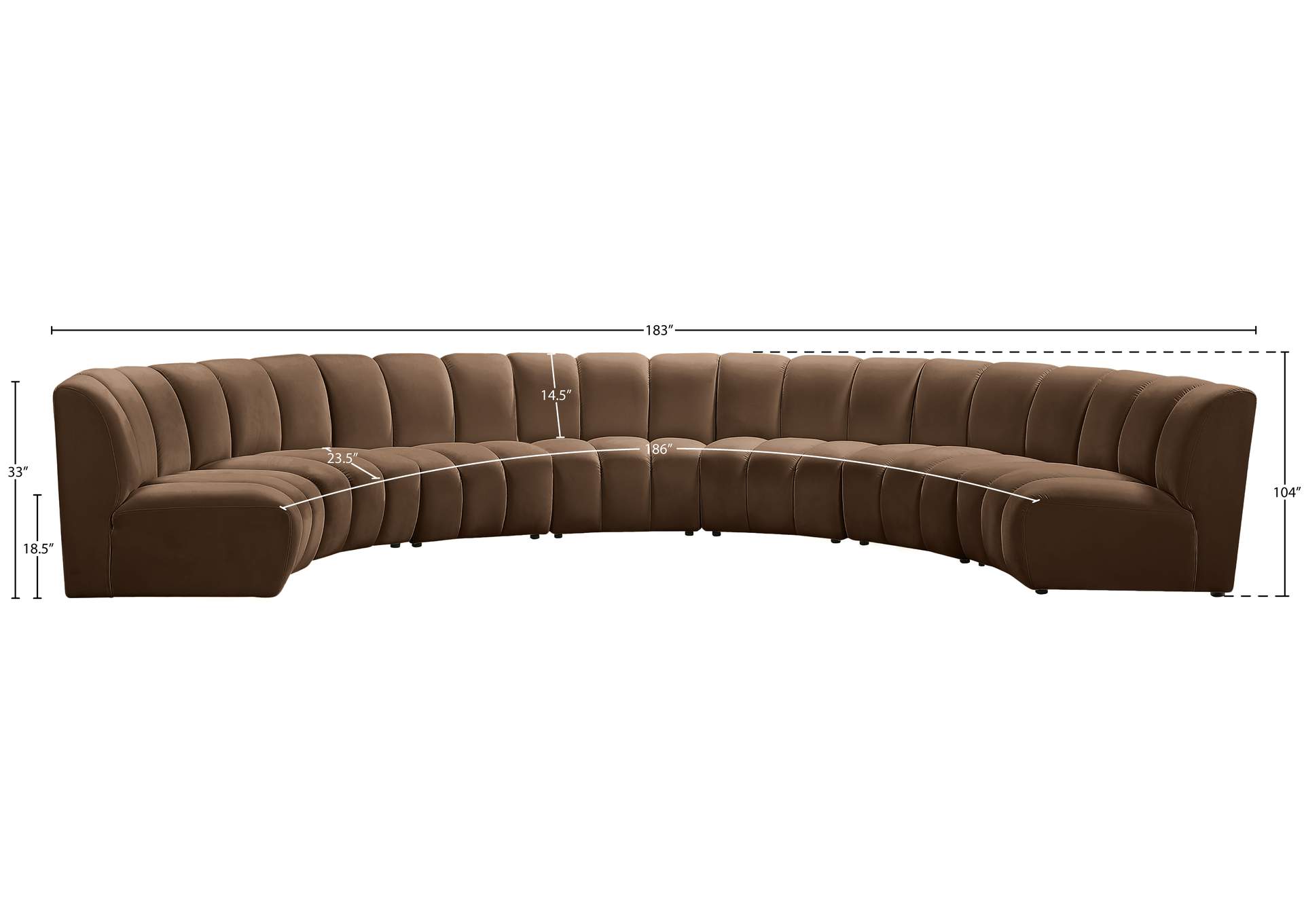 Infinity Brown Velvet 7 Piece Modular Sectional image 11