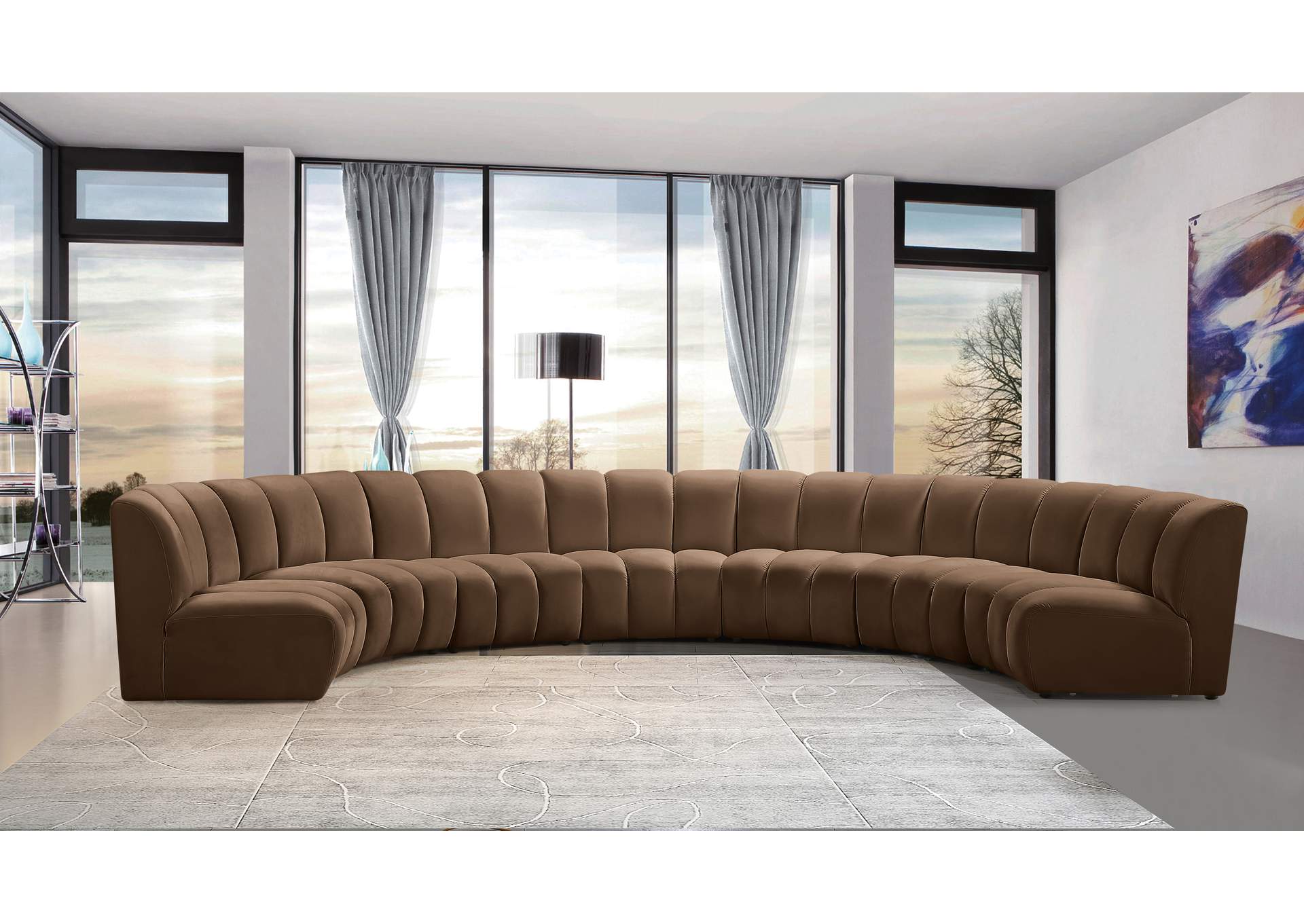 Infinity Brown Velvet 7 Piece Modular Sectional image 3