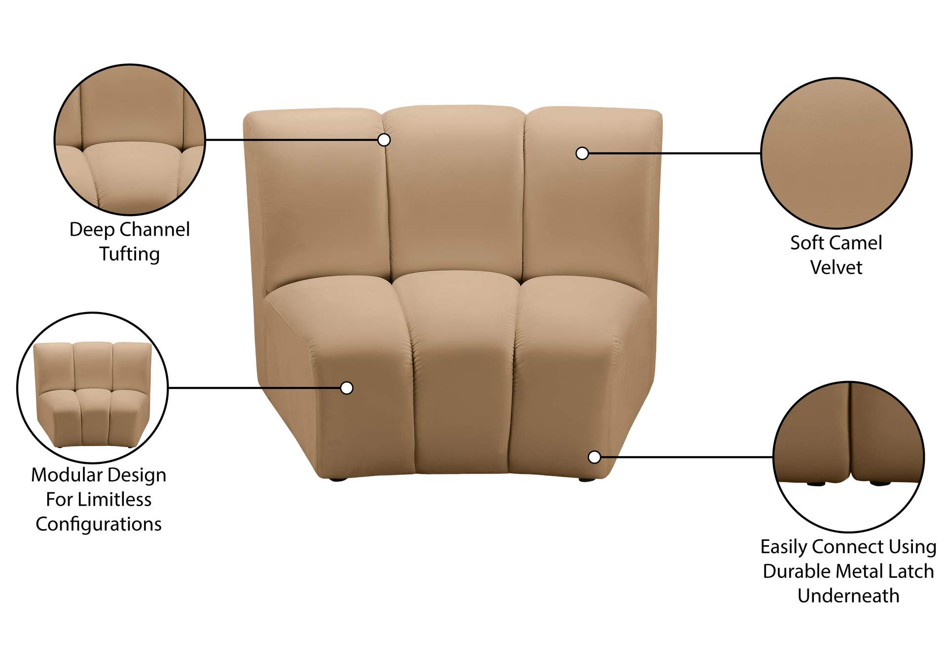 Infinity Camel Velvet Modular Chair