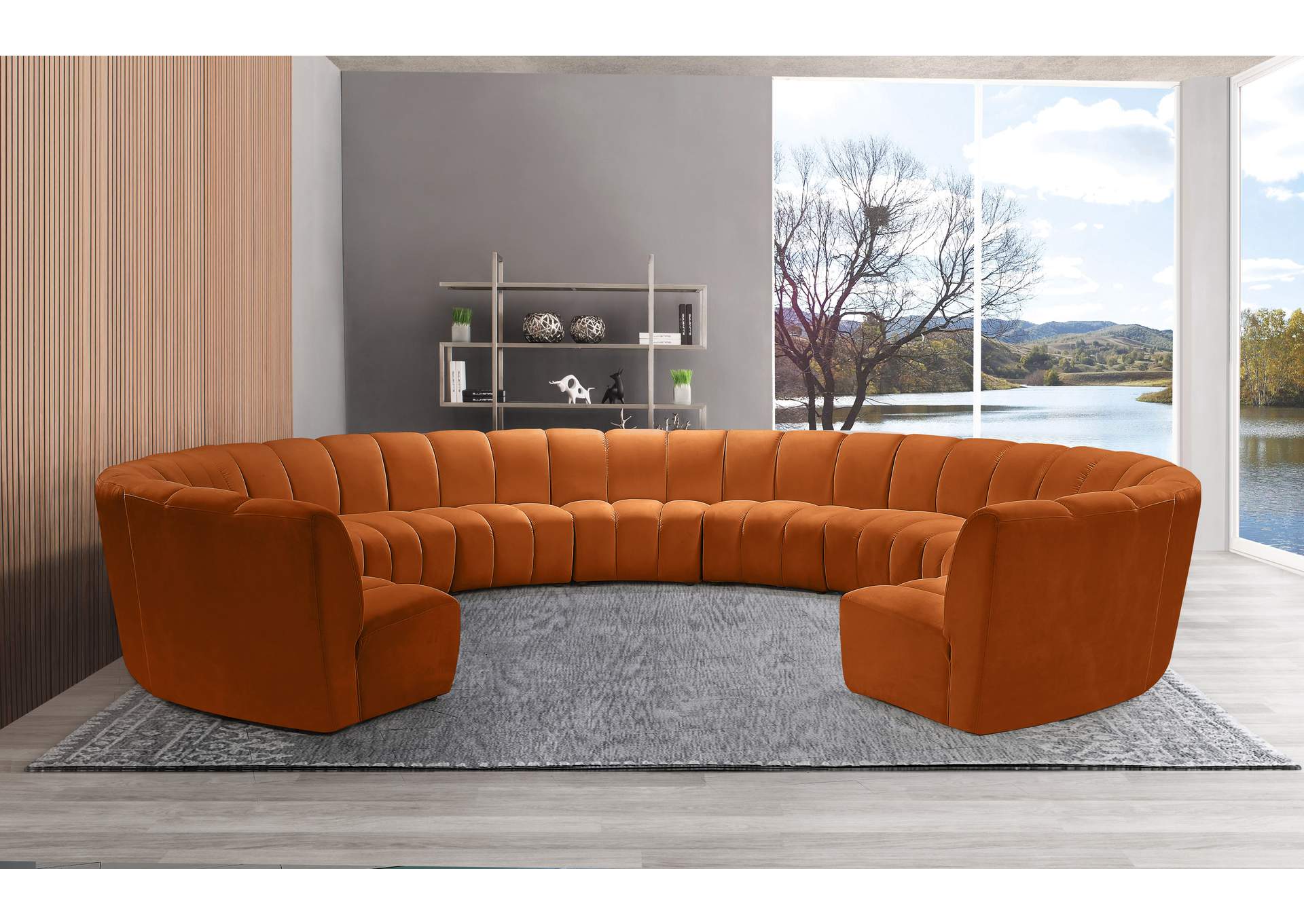 Infinity Cognac Velvet 11 Piece Modular Sectional