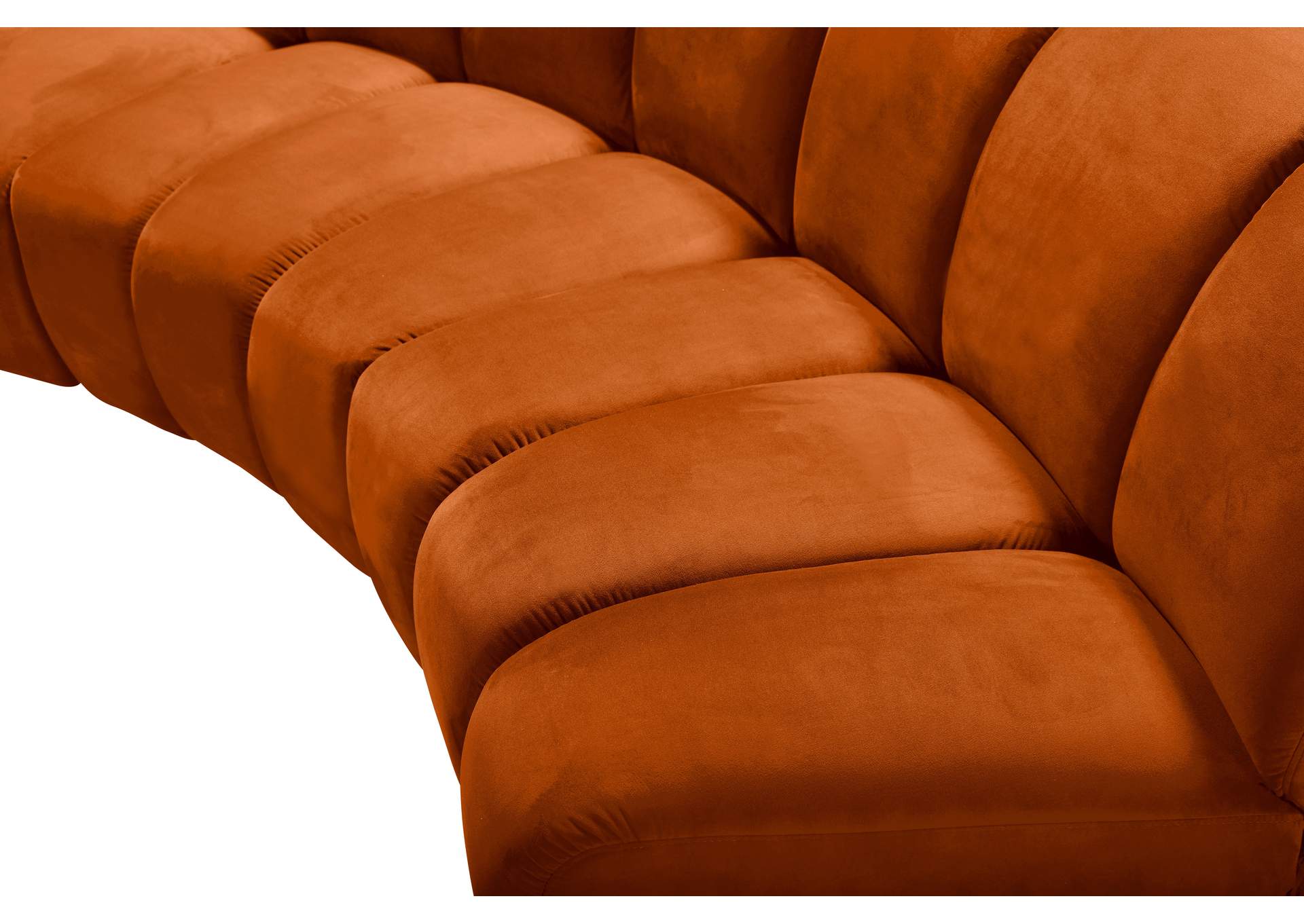 Infinity Cognac Velvet 4 Piece Modular Sectional